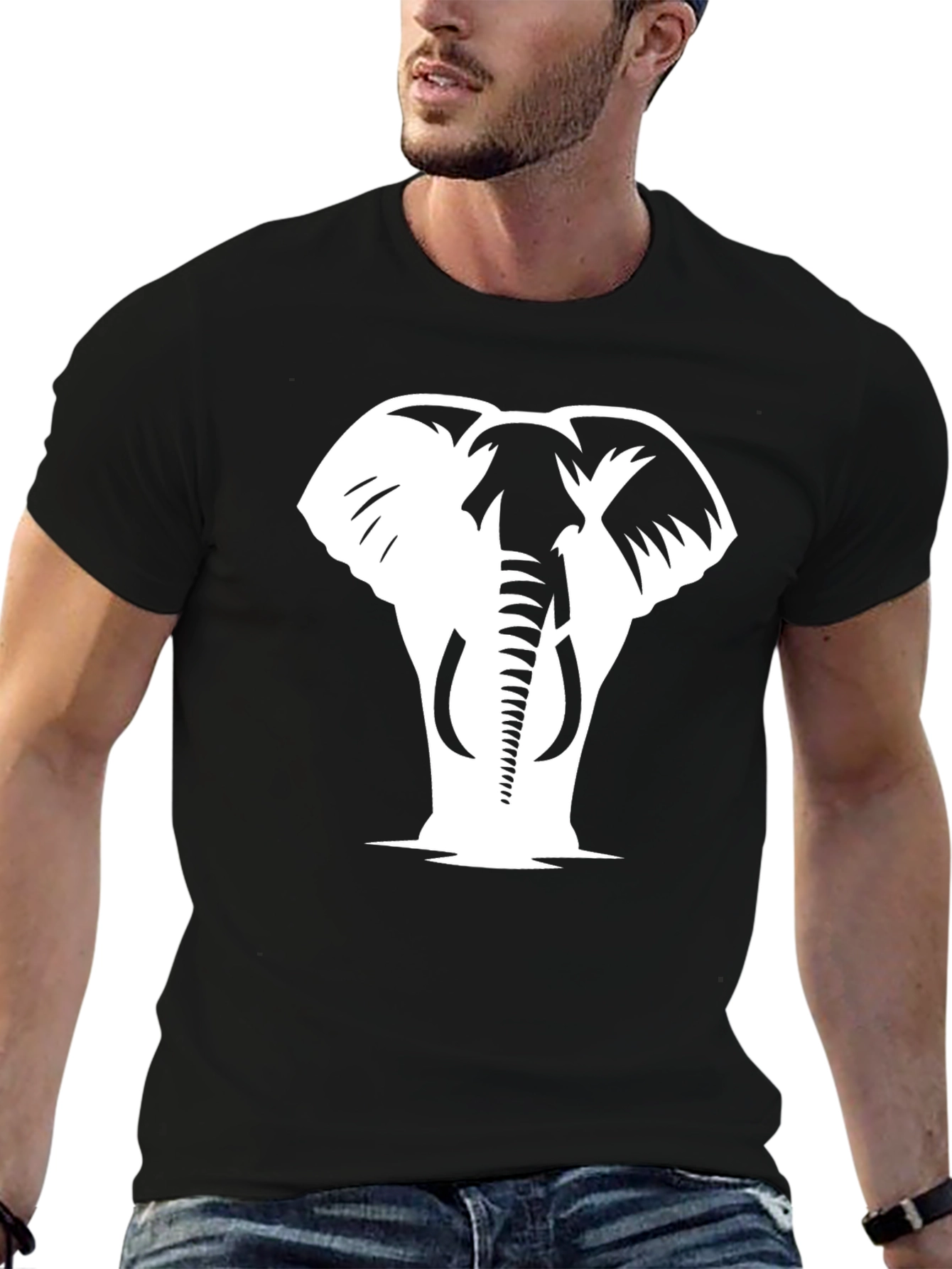 Elephant Graphic Tee - Stylish Black Cotton T-Shirt