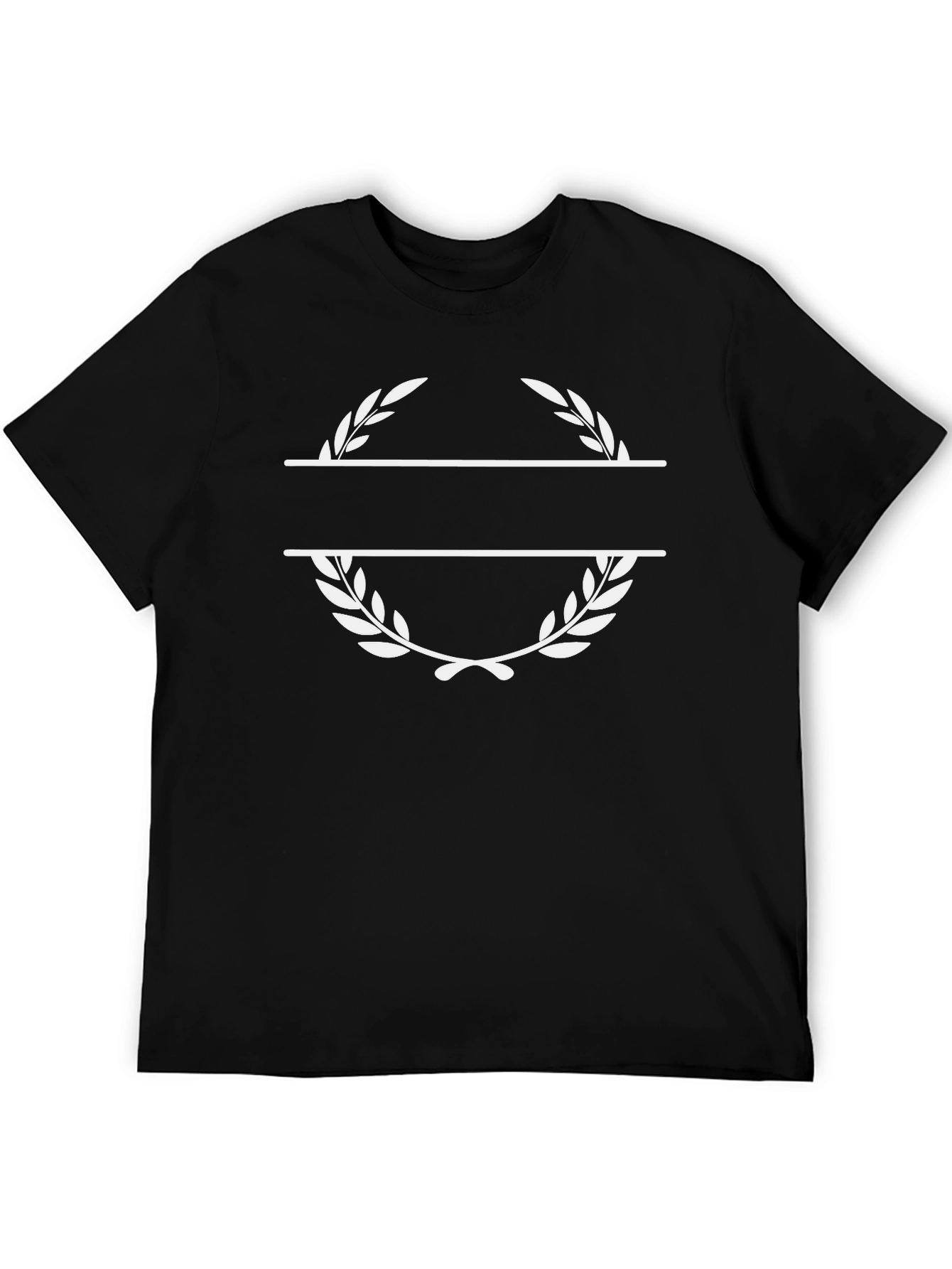 Black Tee with Customizable Laurel Wreath Design