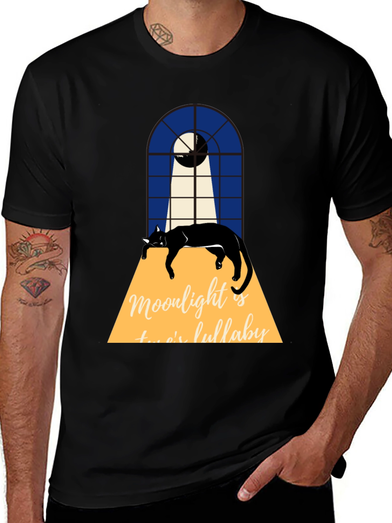 Moonlight Cat Lullaby Graphic Tee