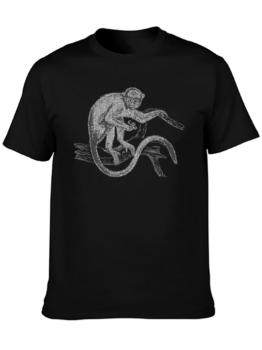 Monkey Graphic Print Black T-Shirt