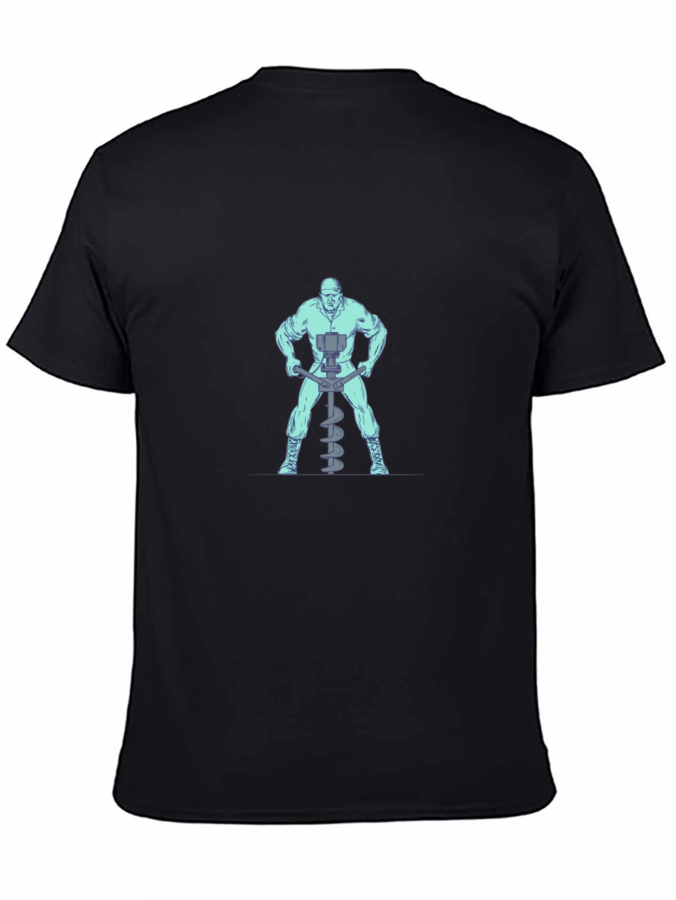 Man With Auger T-Shirt - Black