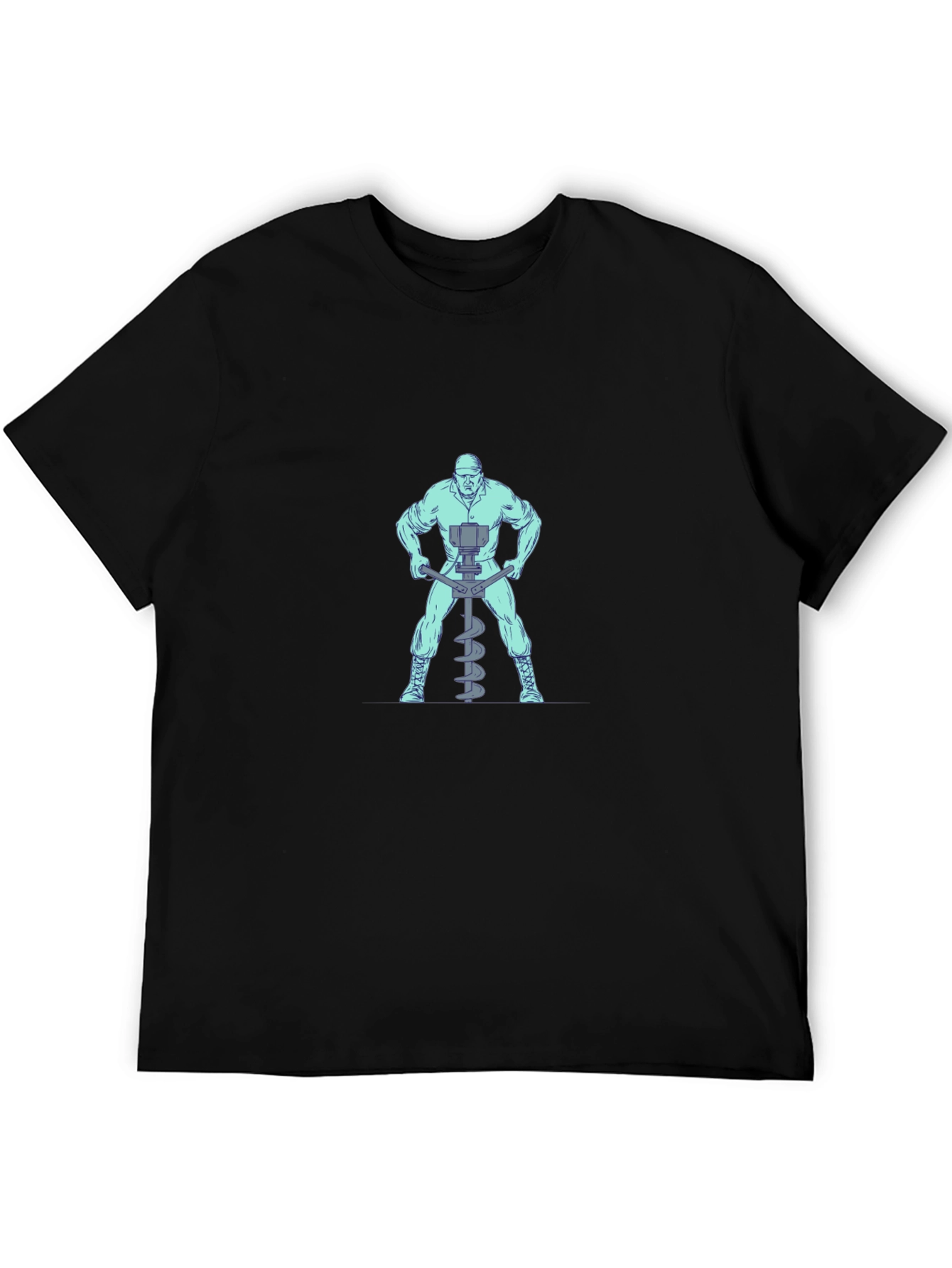 Man With Auger T-Shirt - Black