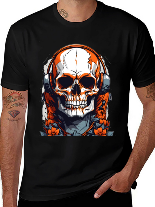 Skull & Headphones Graphic Black T-Shirt