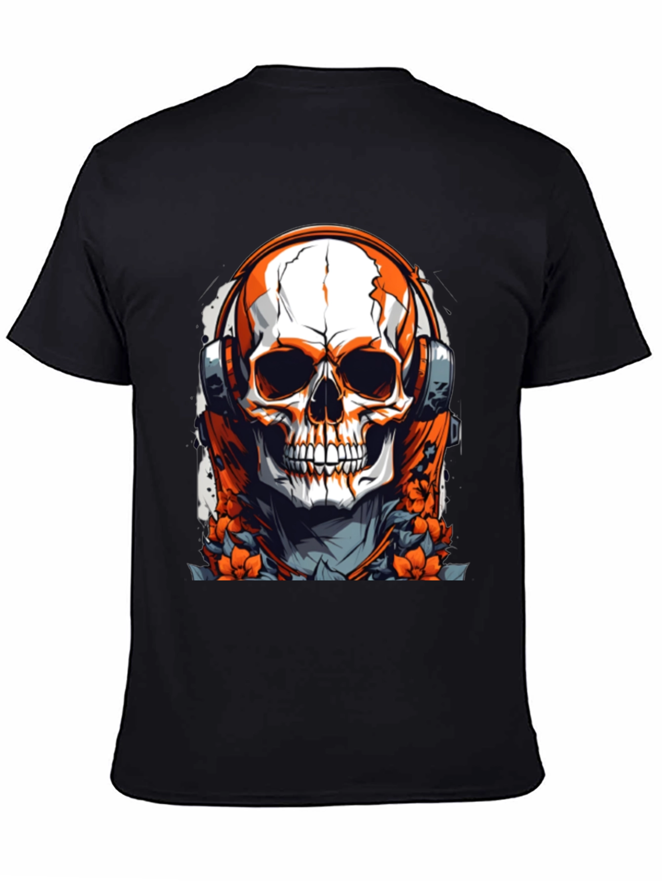 Skull & Headphones Graphic Black T-Shirt