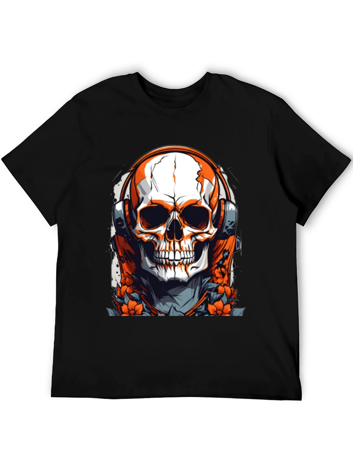 Skull & Headphones Graphic Black T-Shirt