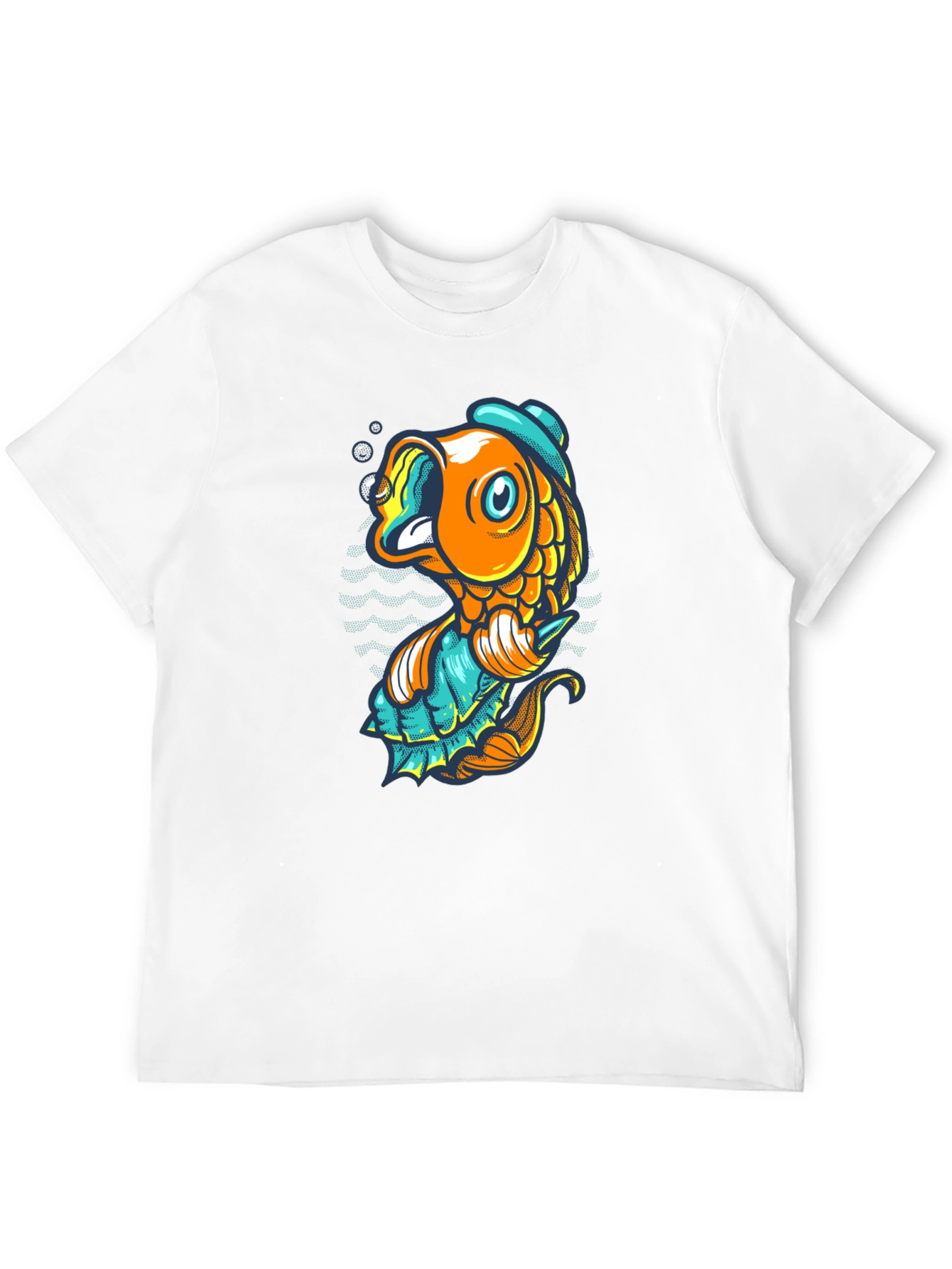 Black T-Shirt with Cartoon Fish Graphic