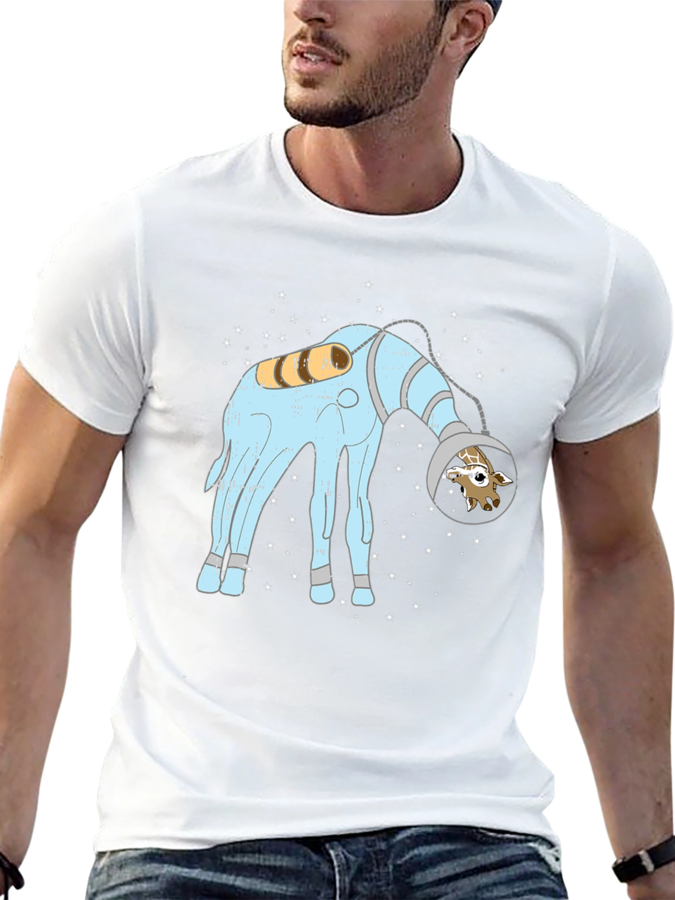 Giraffe Astronaut Graphic Tee - Cosmic Style