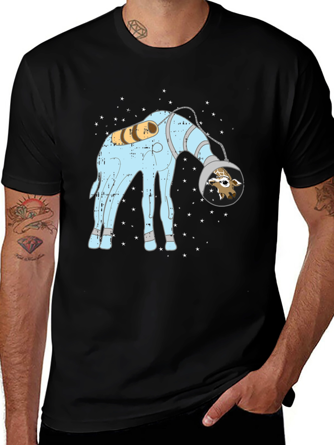 Giraffe Astronaut Graphic Tee - Cosmic Style