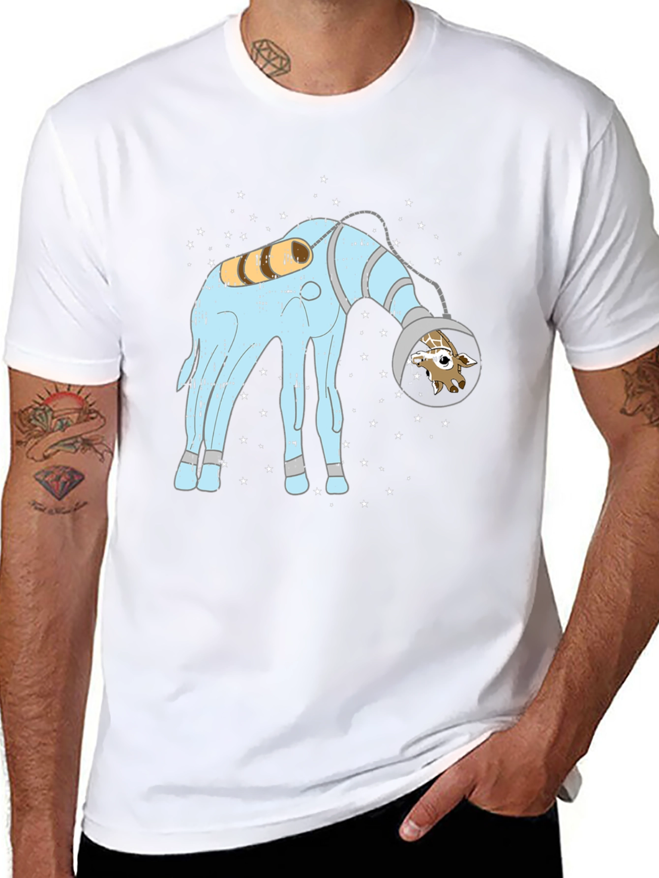 Giraffe Astronaut Graphic Tee - Cosmic Style