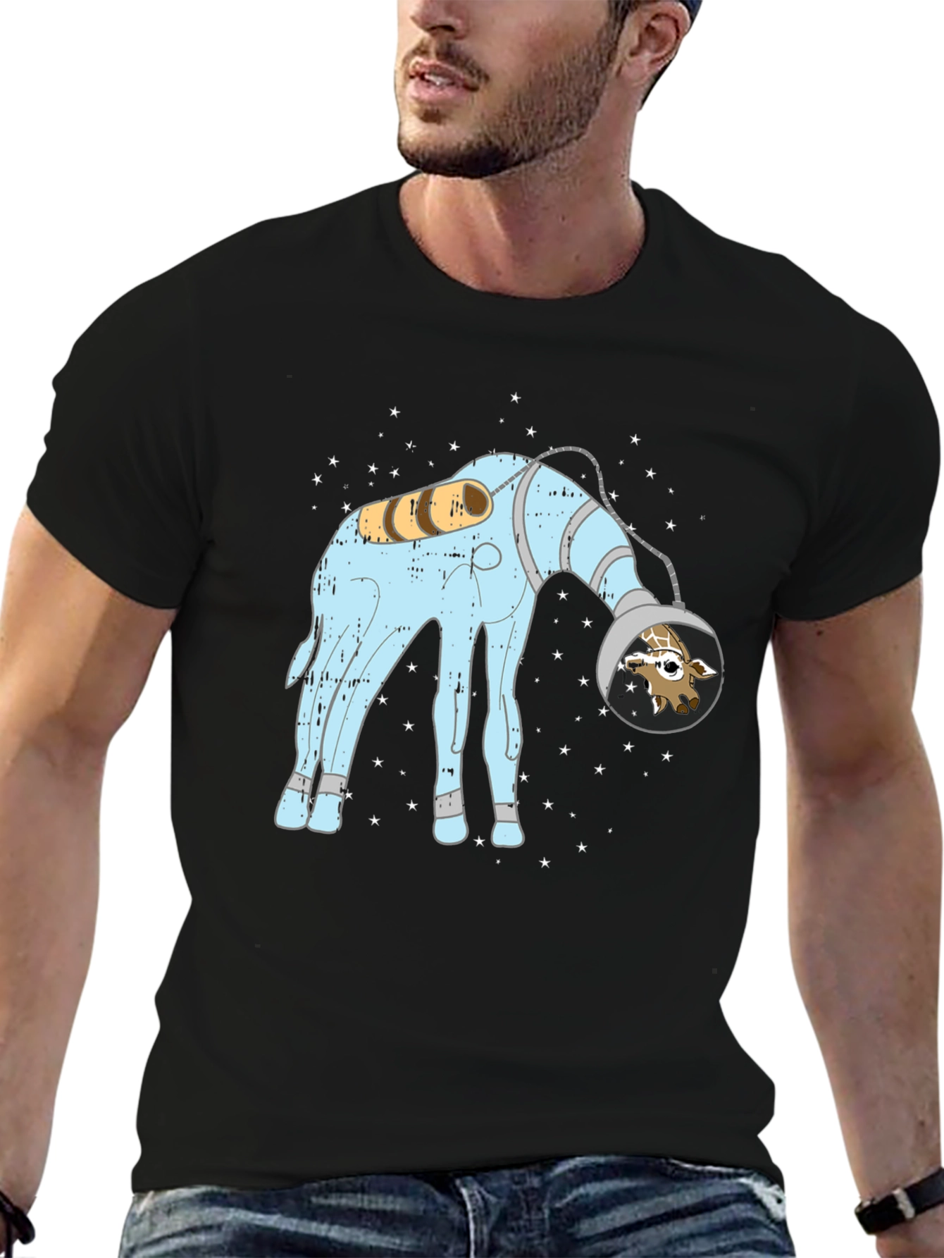 Giraffe Astronaut Graphic Tee - Cosmic Style