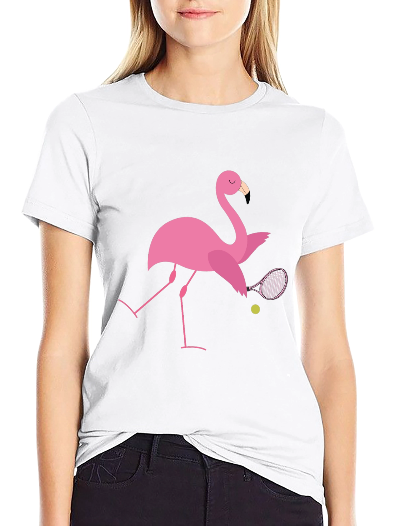 Flamingo Tennis T-Shirt: Quirky Design Premium Comfort