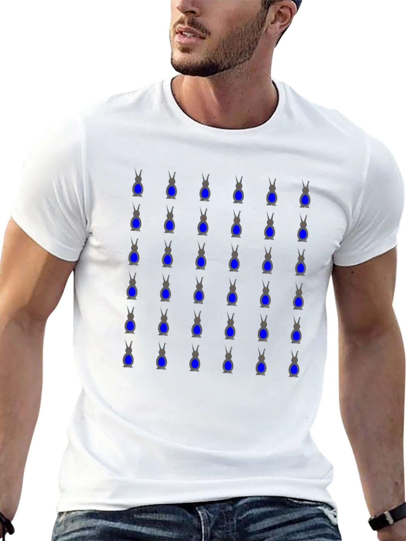 Geometric Alien T-Shirt - Black Cotton Crew Neck