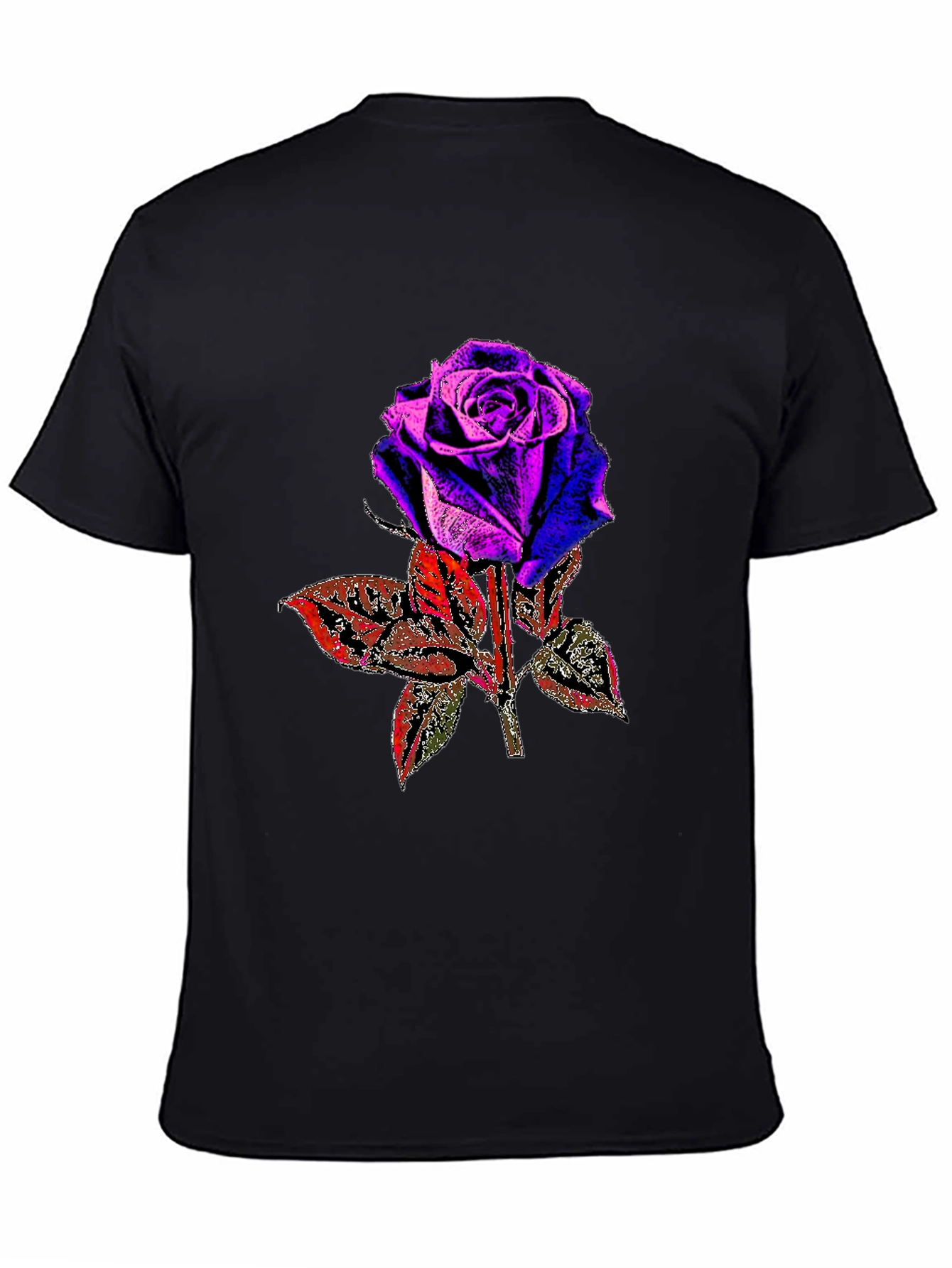 Rose Graphic Print Black T-Shirt