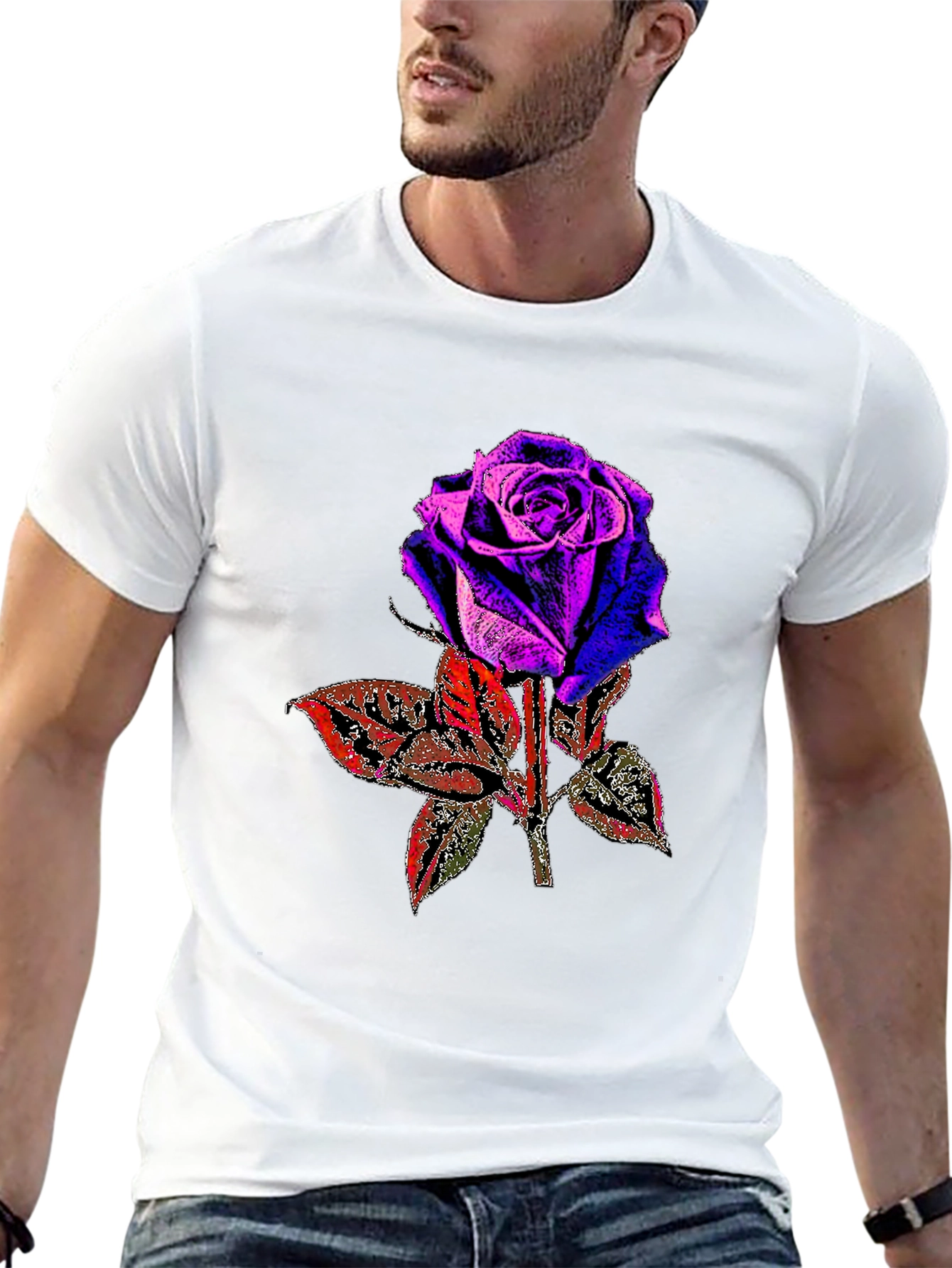 Rose Graphic Print Black T-Shirt