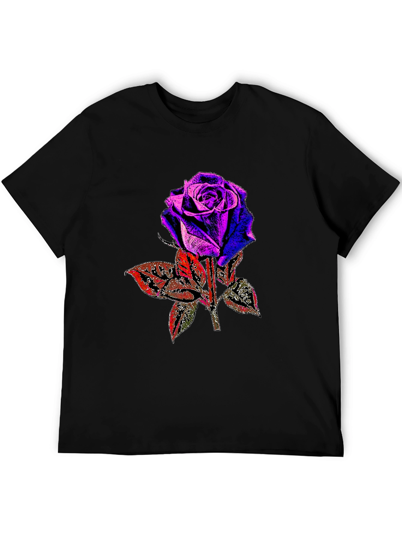 Rose Graphic Print Black T-Shirt