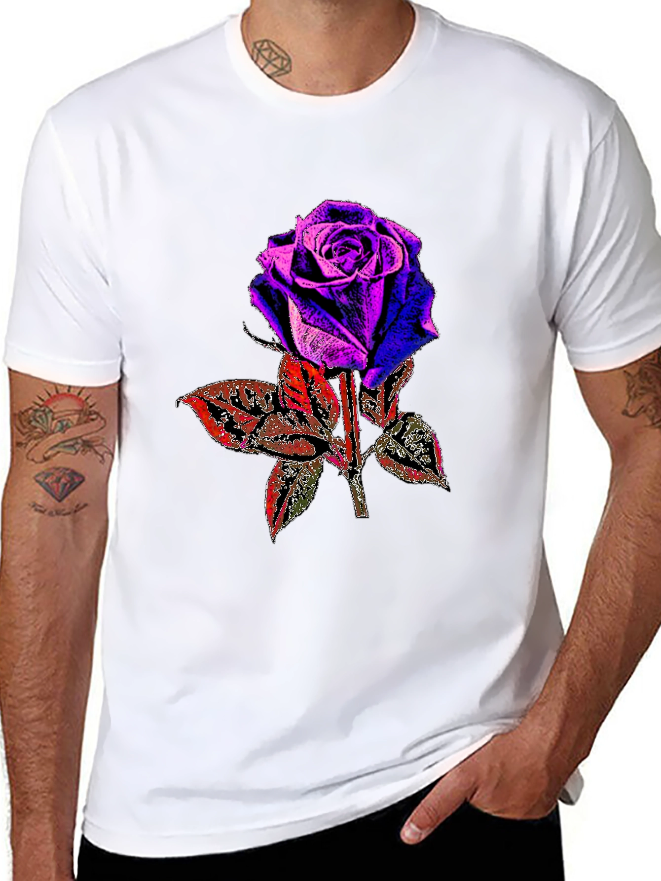 Rose Graphic Print Black T-Shirt