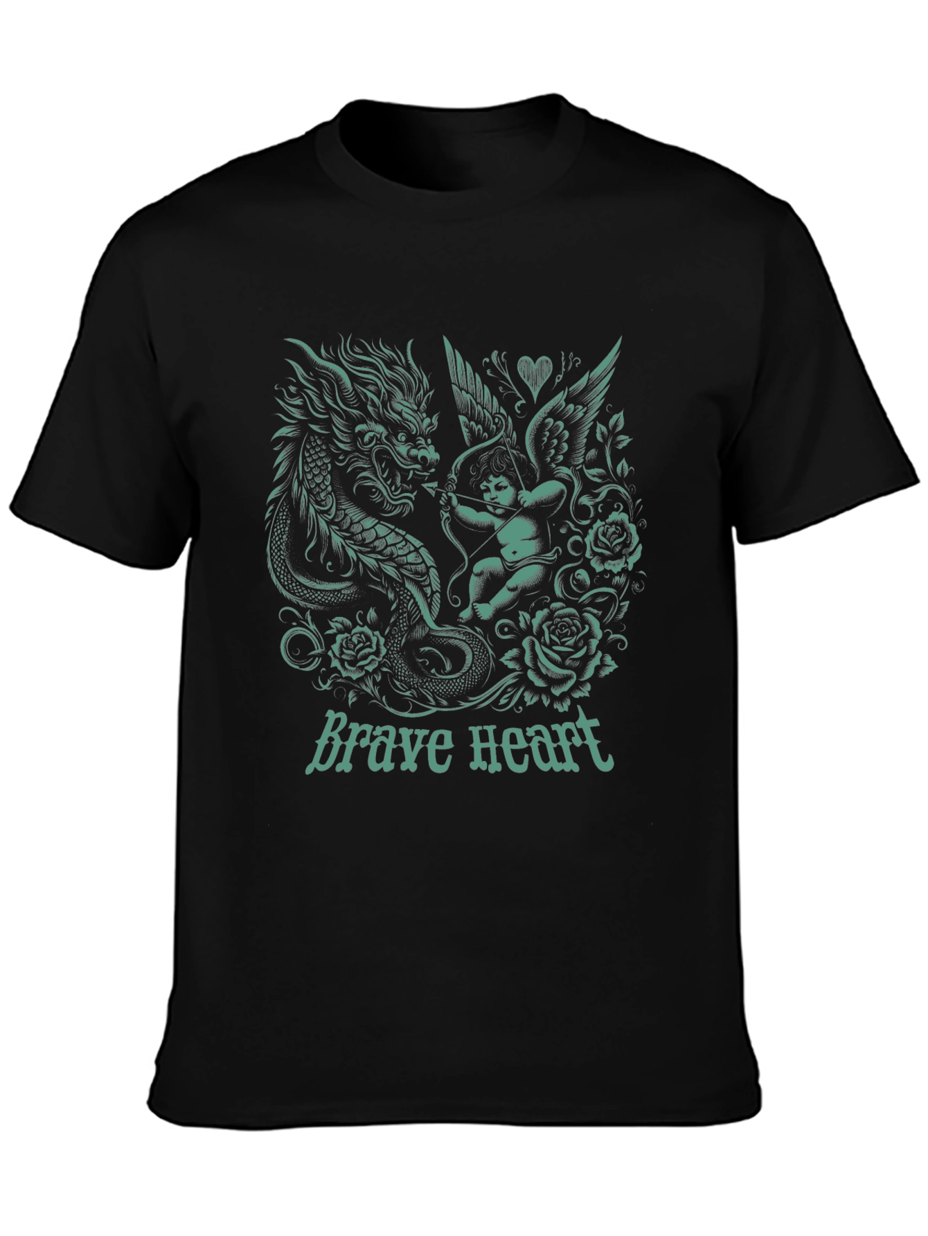 Dragon & Cupid Graphic T-Shirt - Brave Heart