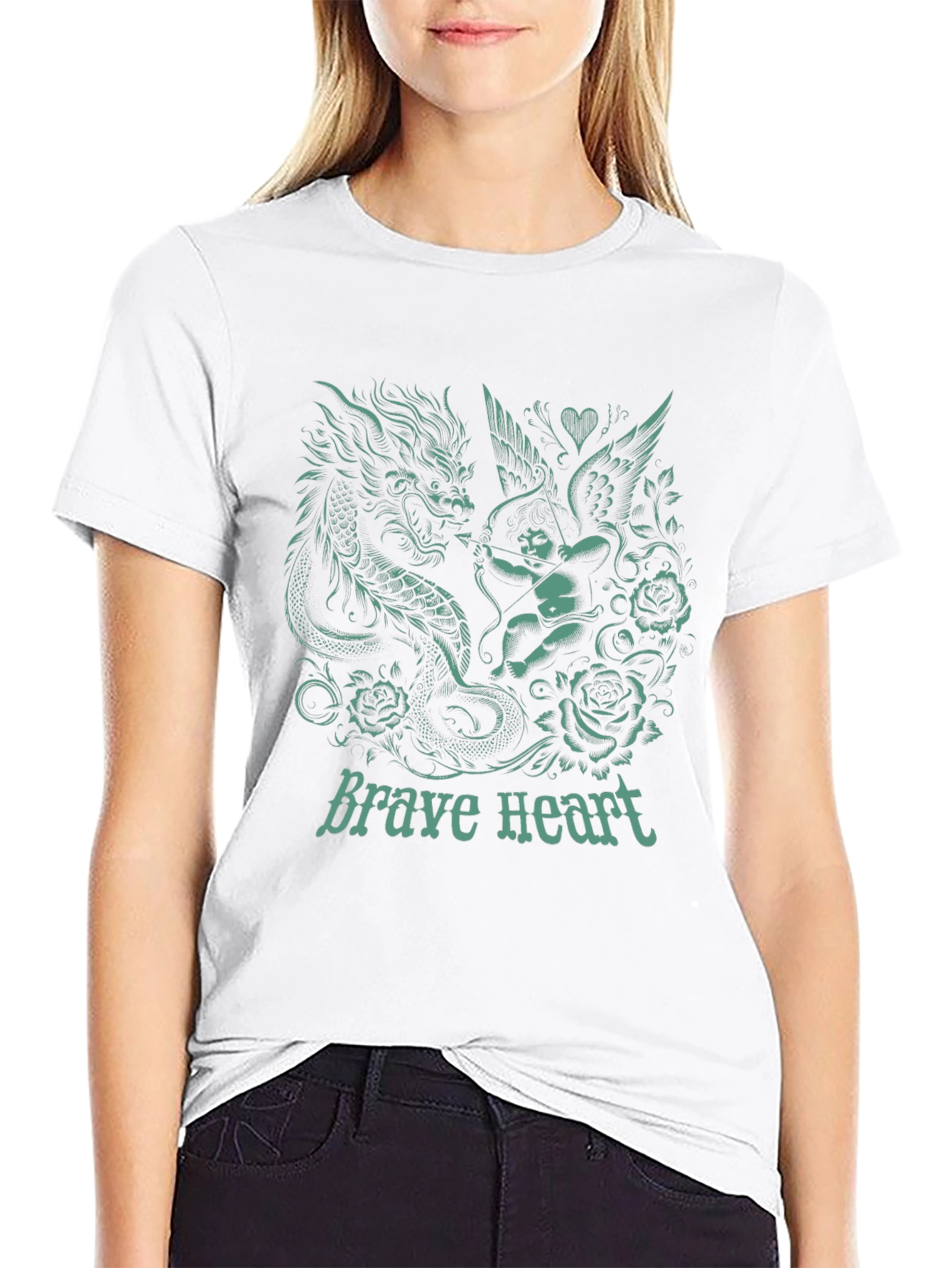 Dragon & Cupid Graphic T-Shirt - Brave Heart