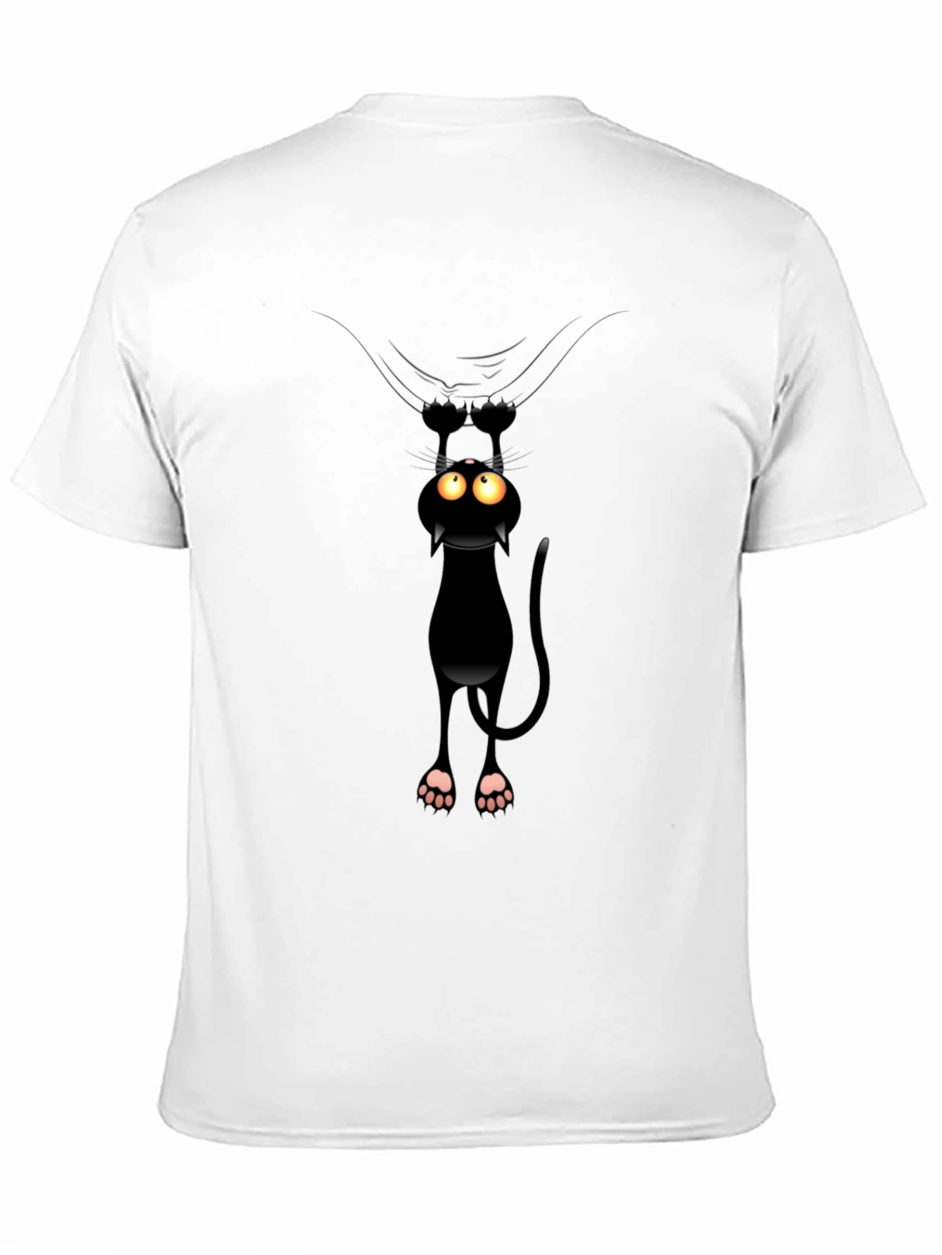 Funny Cat Hanging T-Shirt - Black Cotton Tee