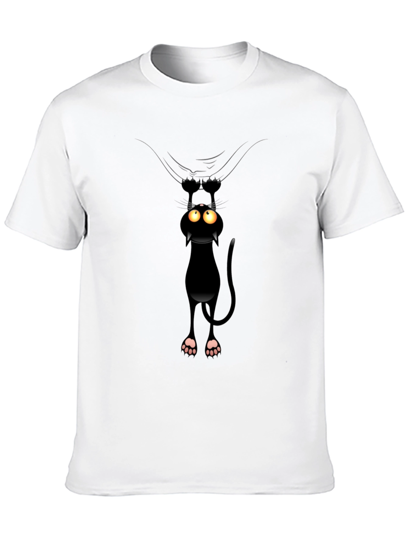 Funny Cat Hanging T-Shirt - Black Cotton Tee
