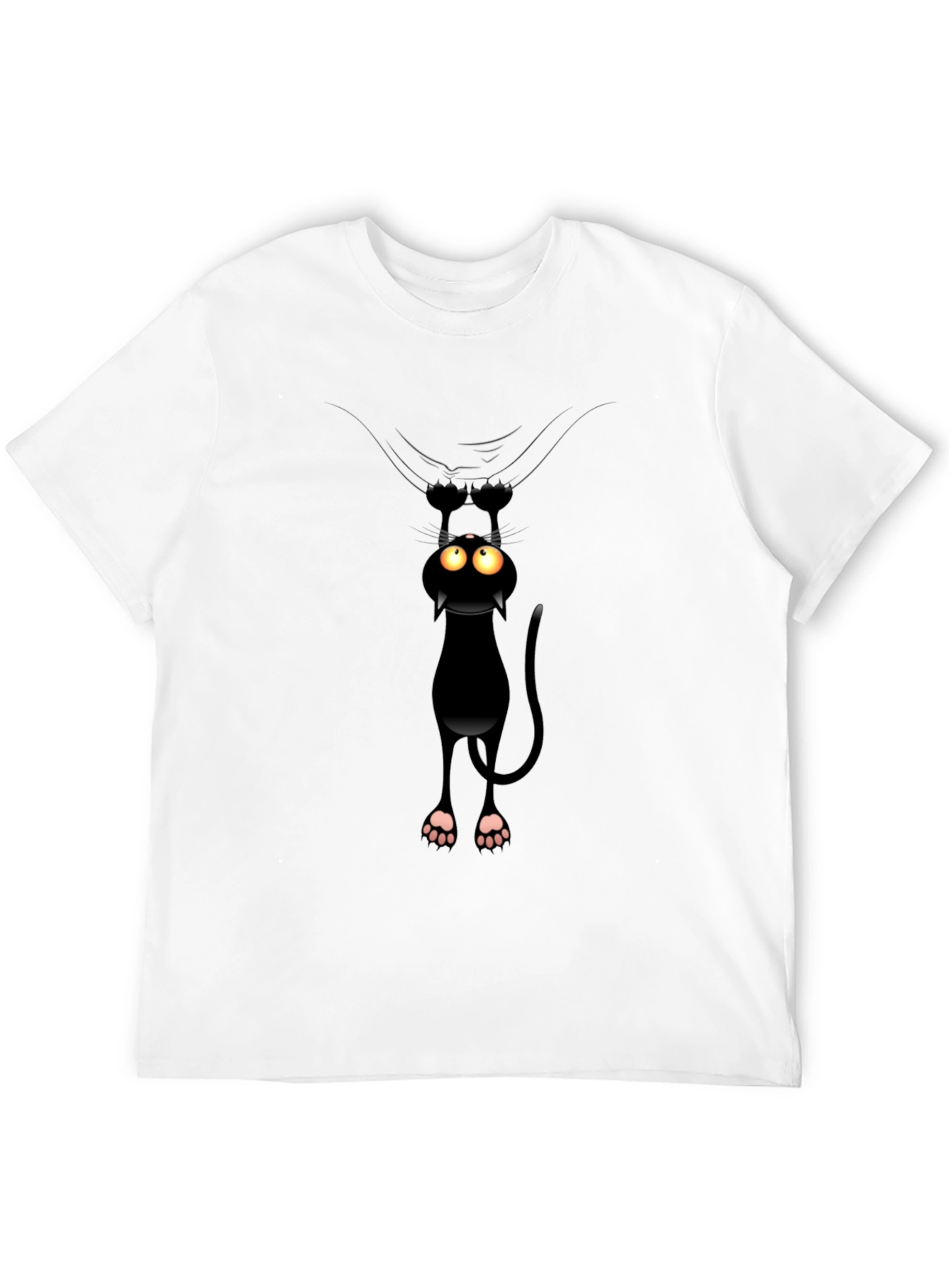 Funny Cat Hanging T-Shirt - Black Cotton Tee
