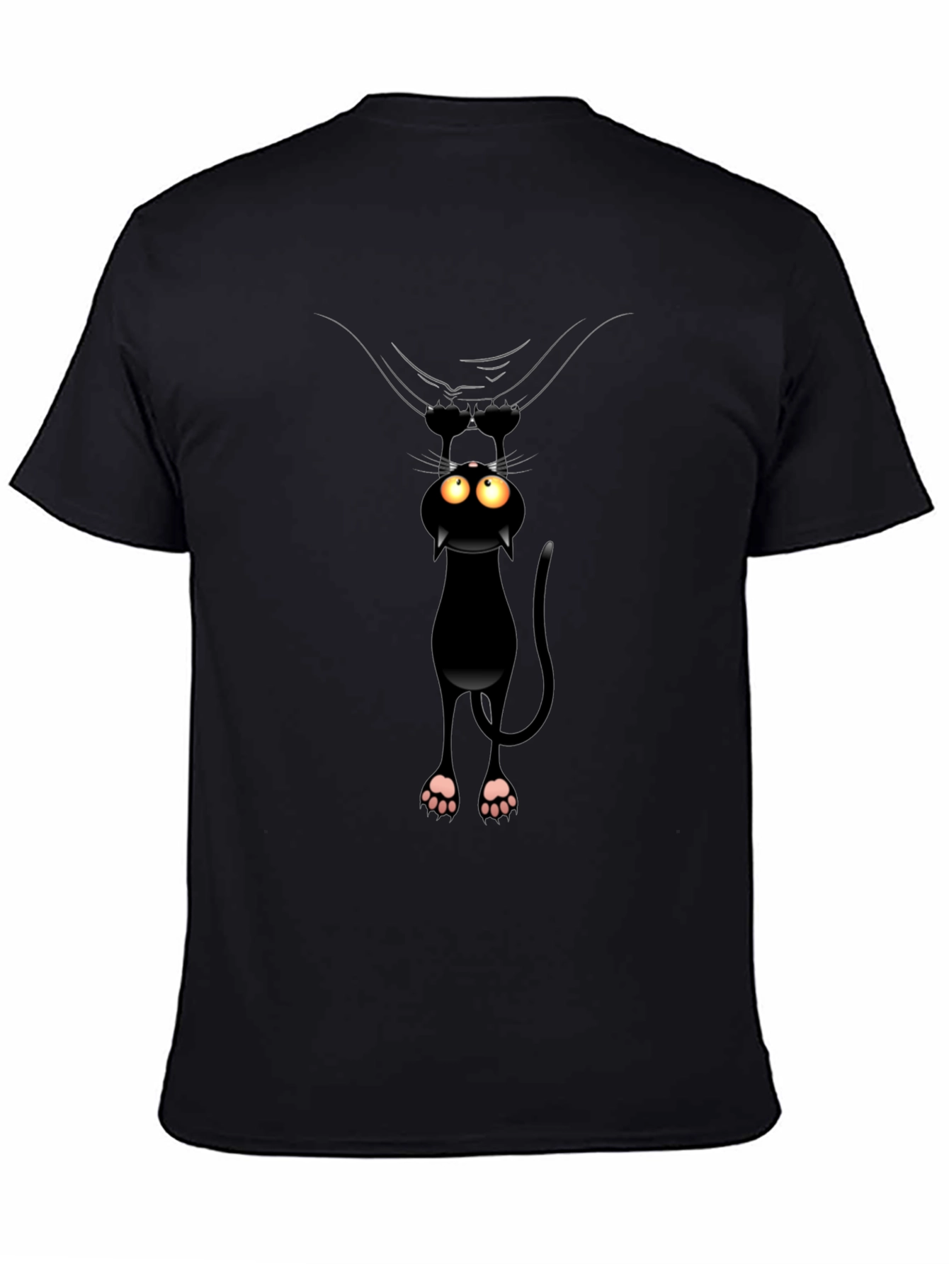 Funny Cat Hanging T-Shirt - Black Cotton Tee