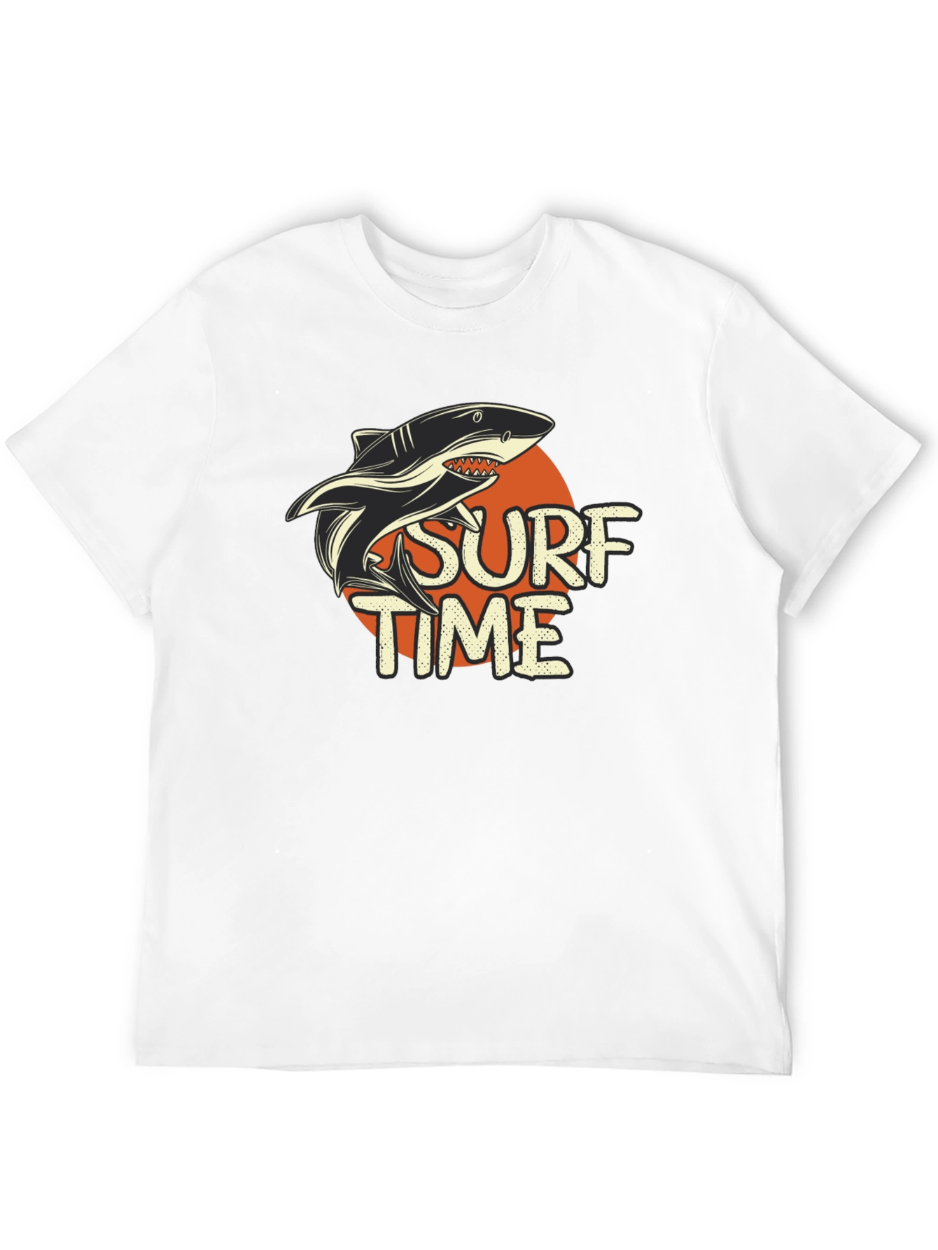 Surf Time Shark Graphic Tee - Black Cotton T-Shirt