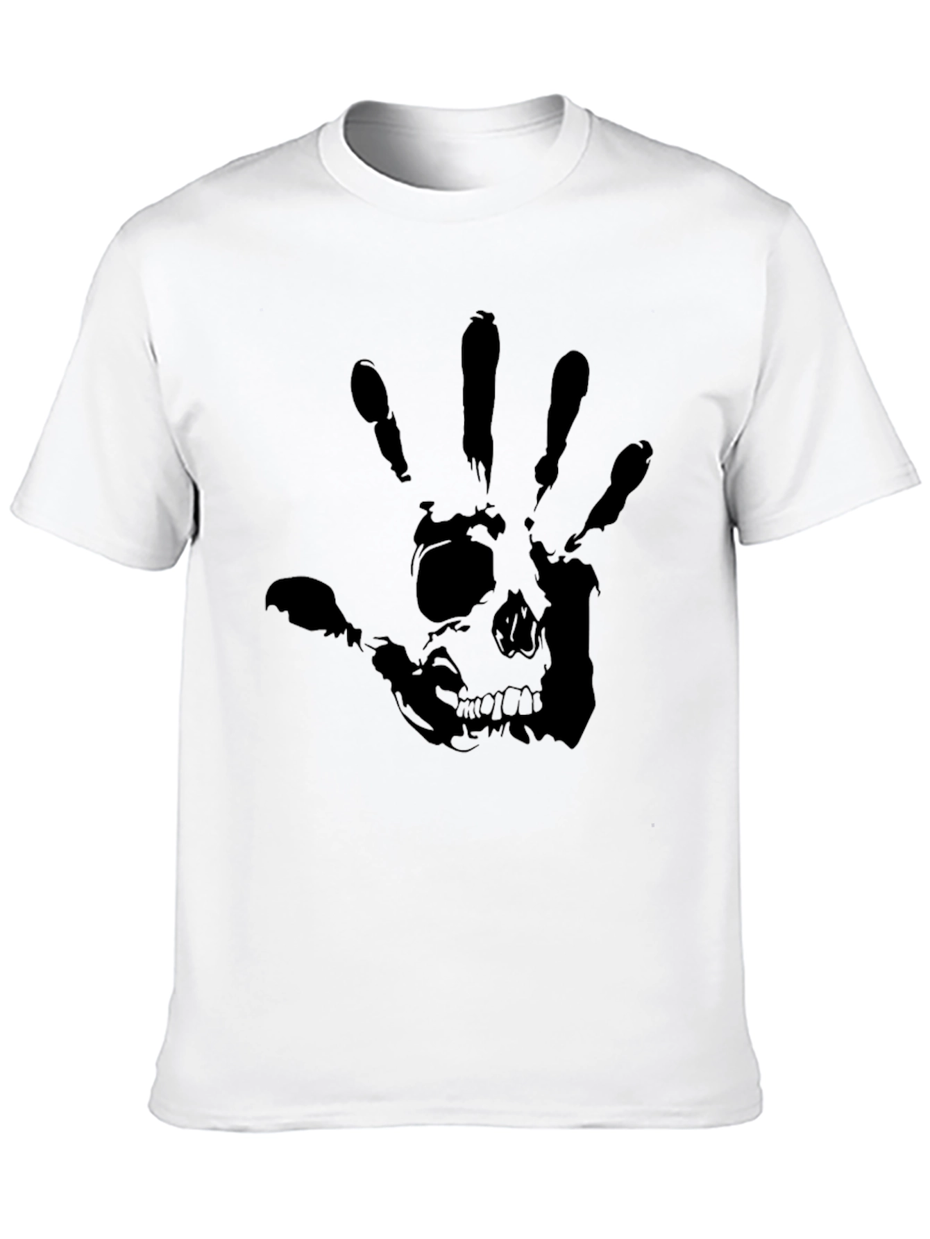 Skull Handprint Graphic Black T-Shirt