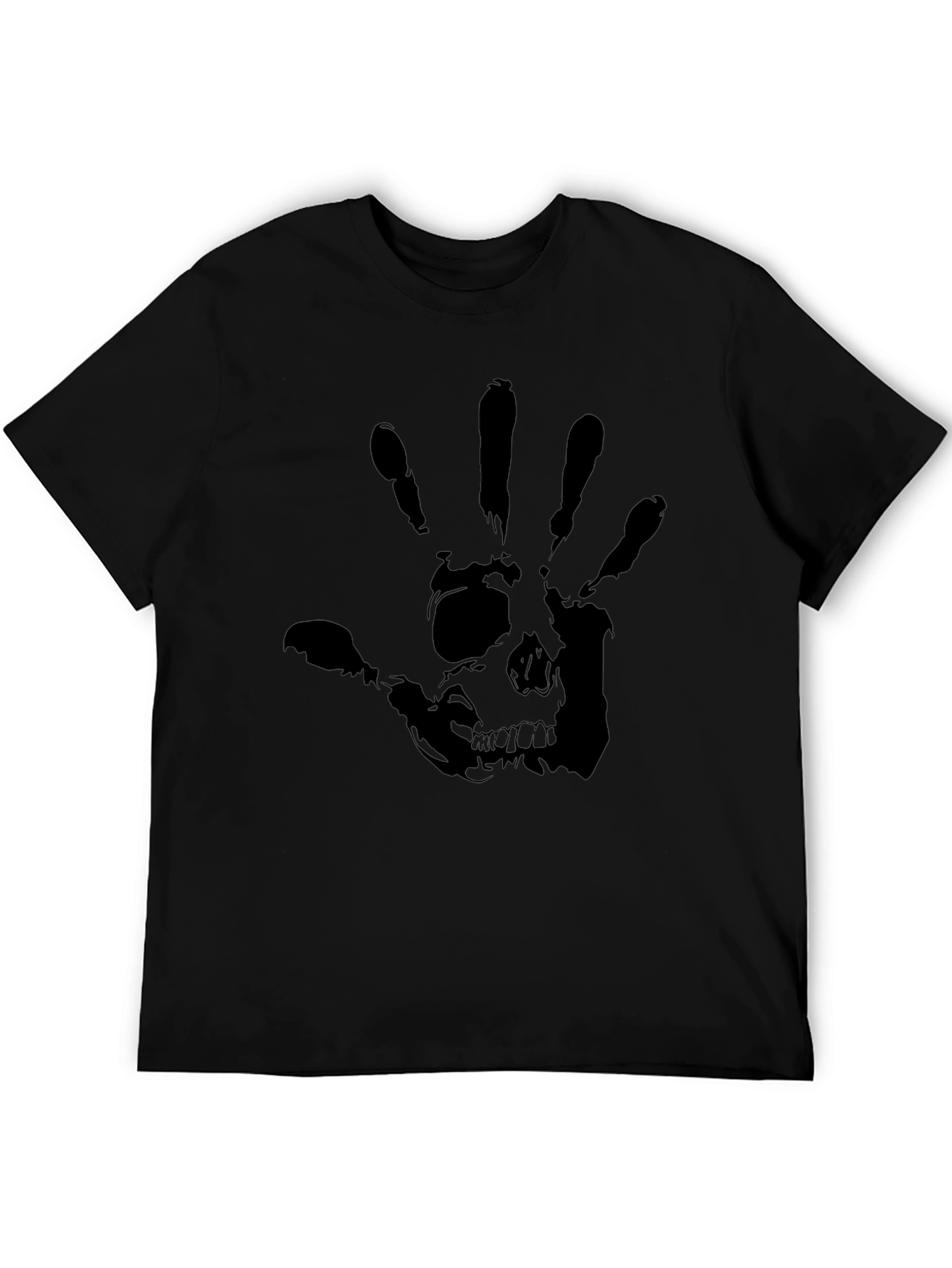 Skull Handprint Graphic Black T-Shirt