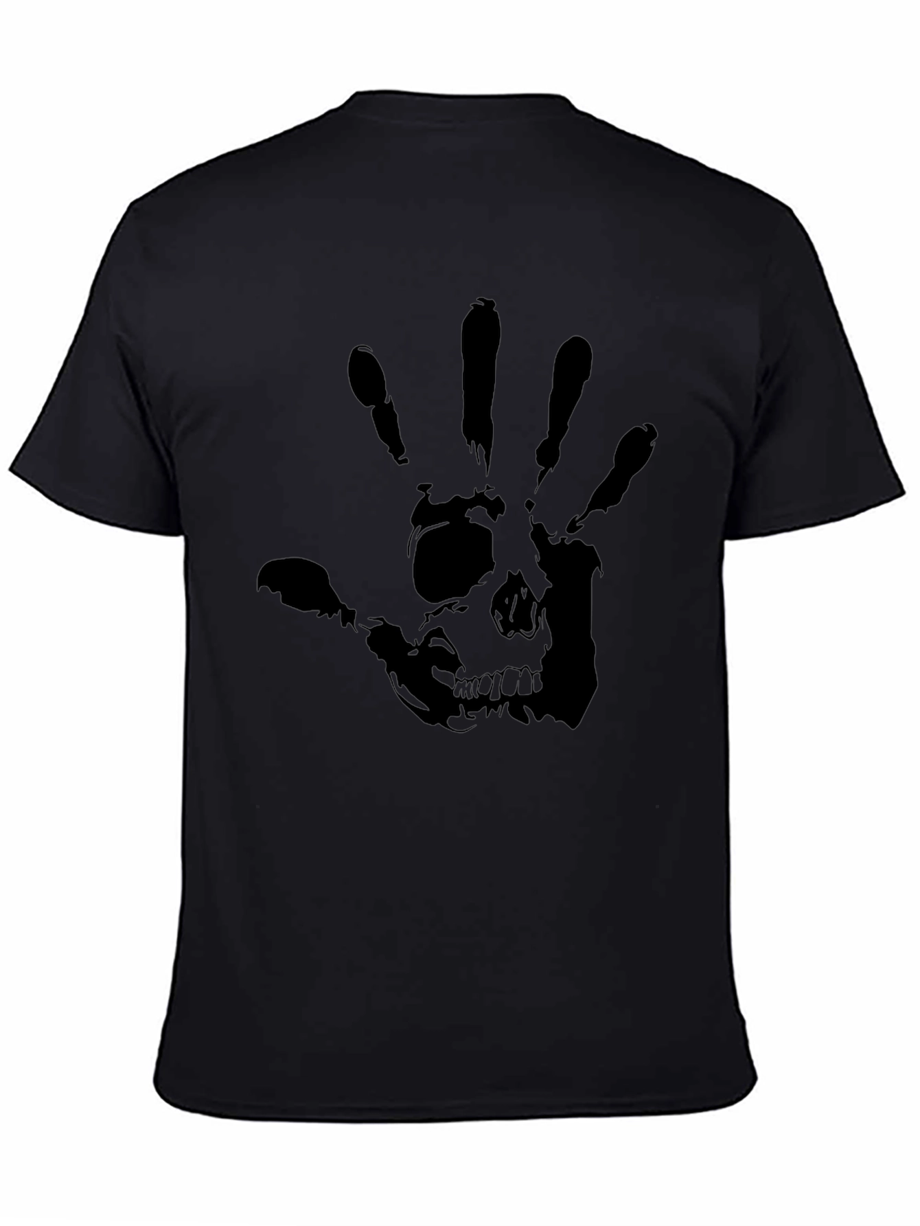 Skull Handprint Graphic Black T-Shirt