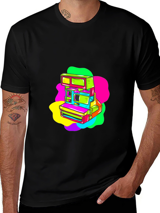Retro Arcade Graphic Tee - Black Cotton T-Shirt