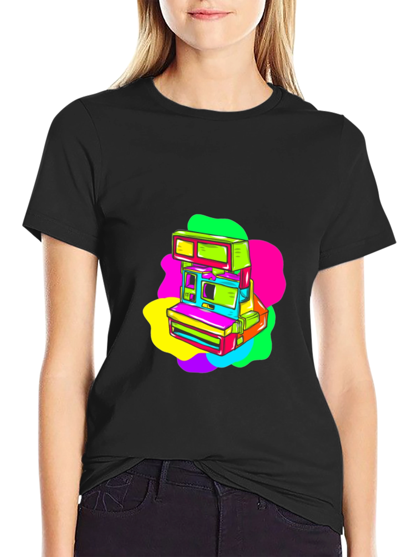 Retro Arcade Graphic Tee - Black Cotton T-Shirt