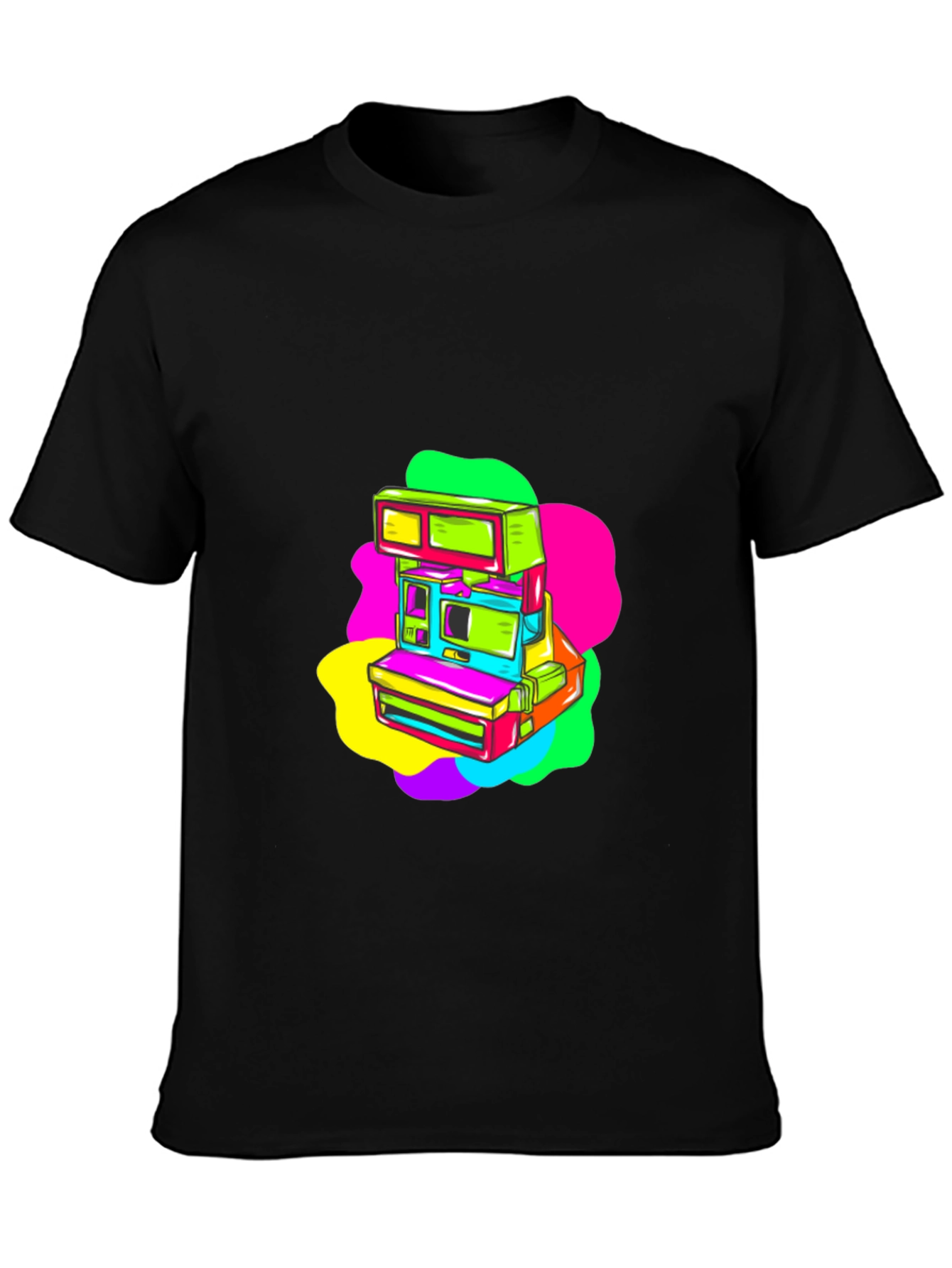 Retro Arcade Graphic Tee - Black Cotton T-Shirt