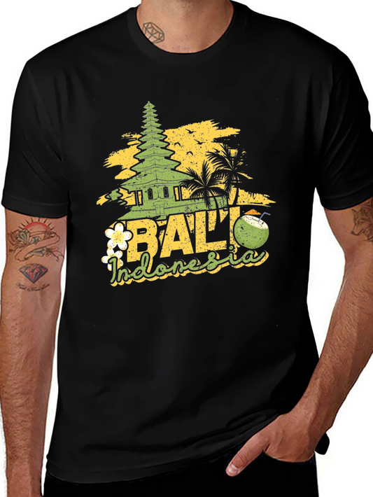 Bali Indonesia Graphic Print Black T-Shirt