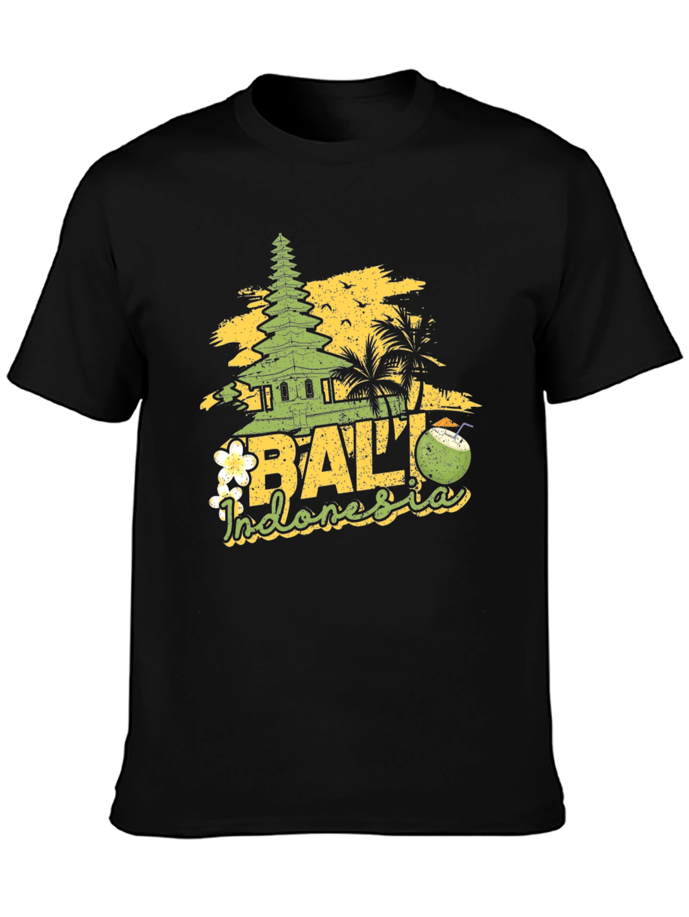 Bali Indonesia Graphic Print Black T-Shirt