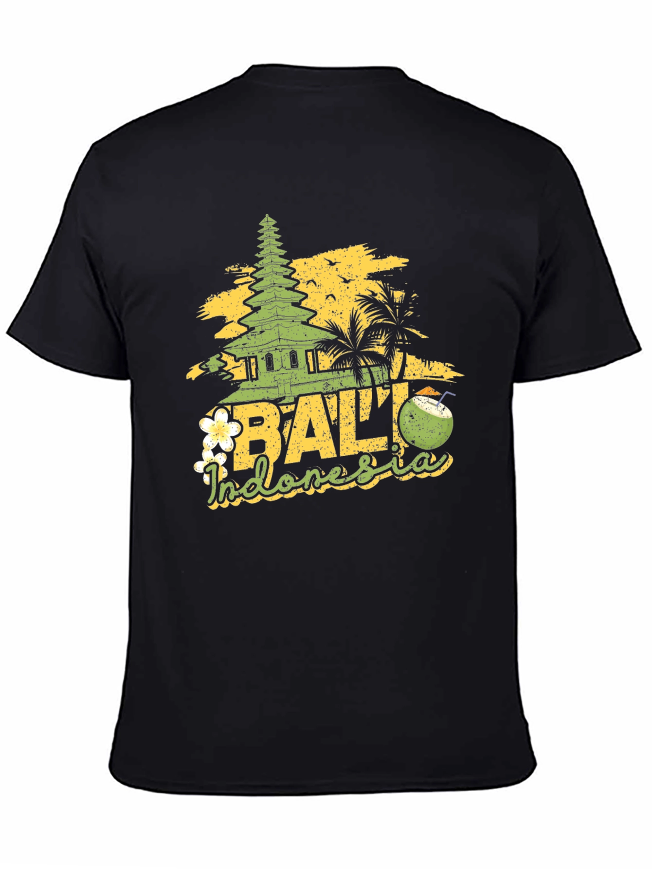 Bali Indonesia Graphic Print Black T-Shirt
