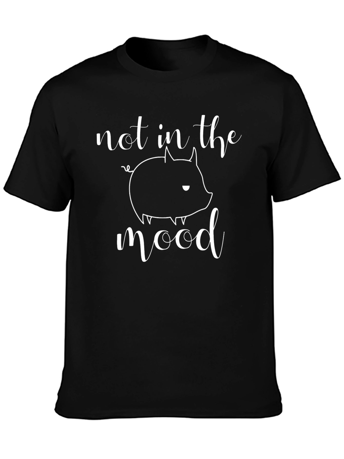 Not in the Mood Pig Graphic Black T-Shirt