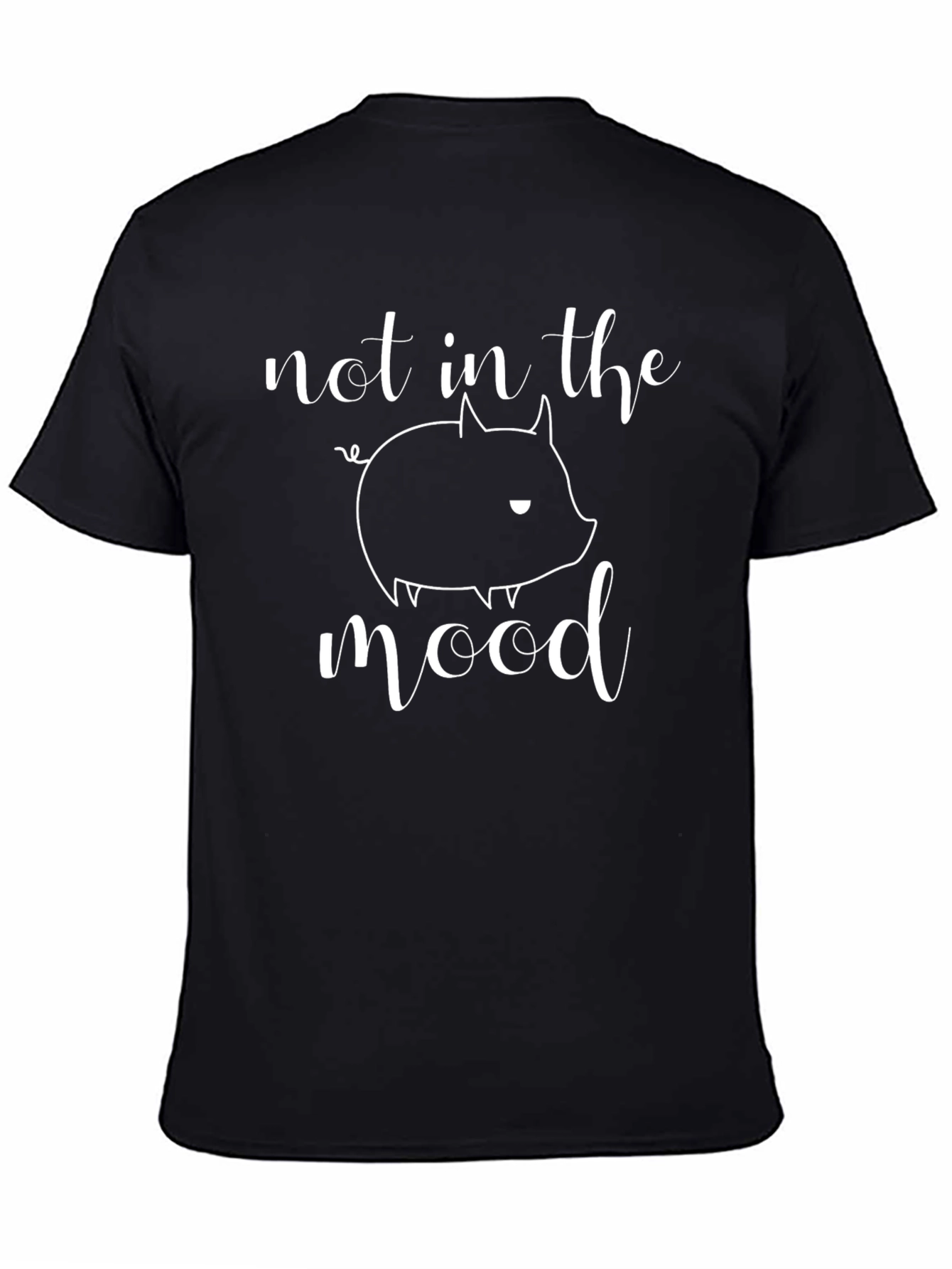 Not in the Mood Pig Graphic Black T-Shirt