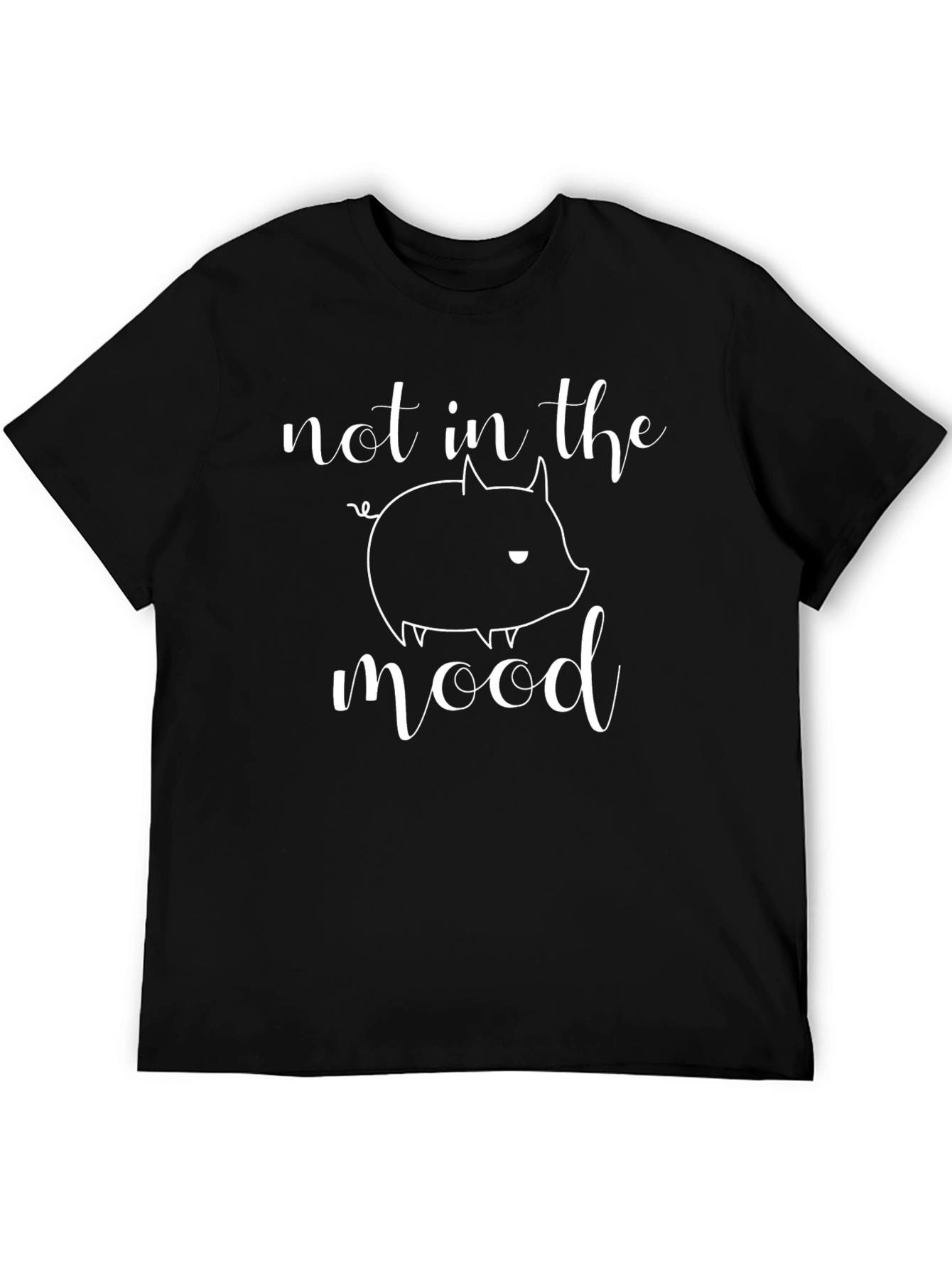 Not in the Mood Pig Graphic Black T-Shirt
