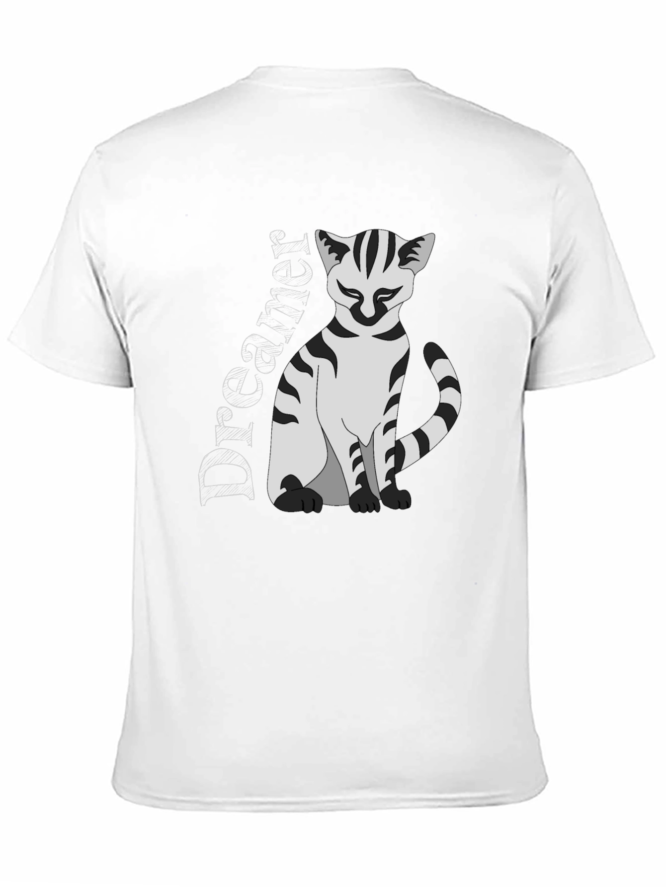 Dreamer Cat Graphic T-Shirt - Black