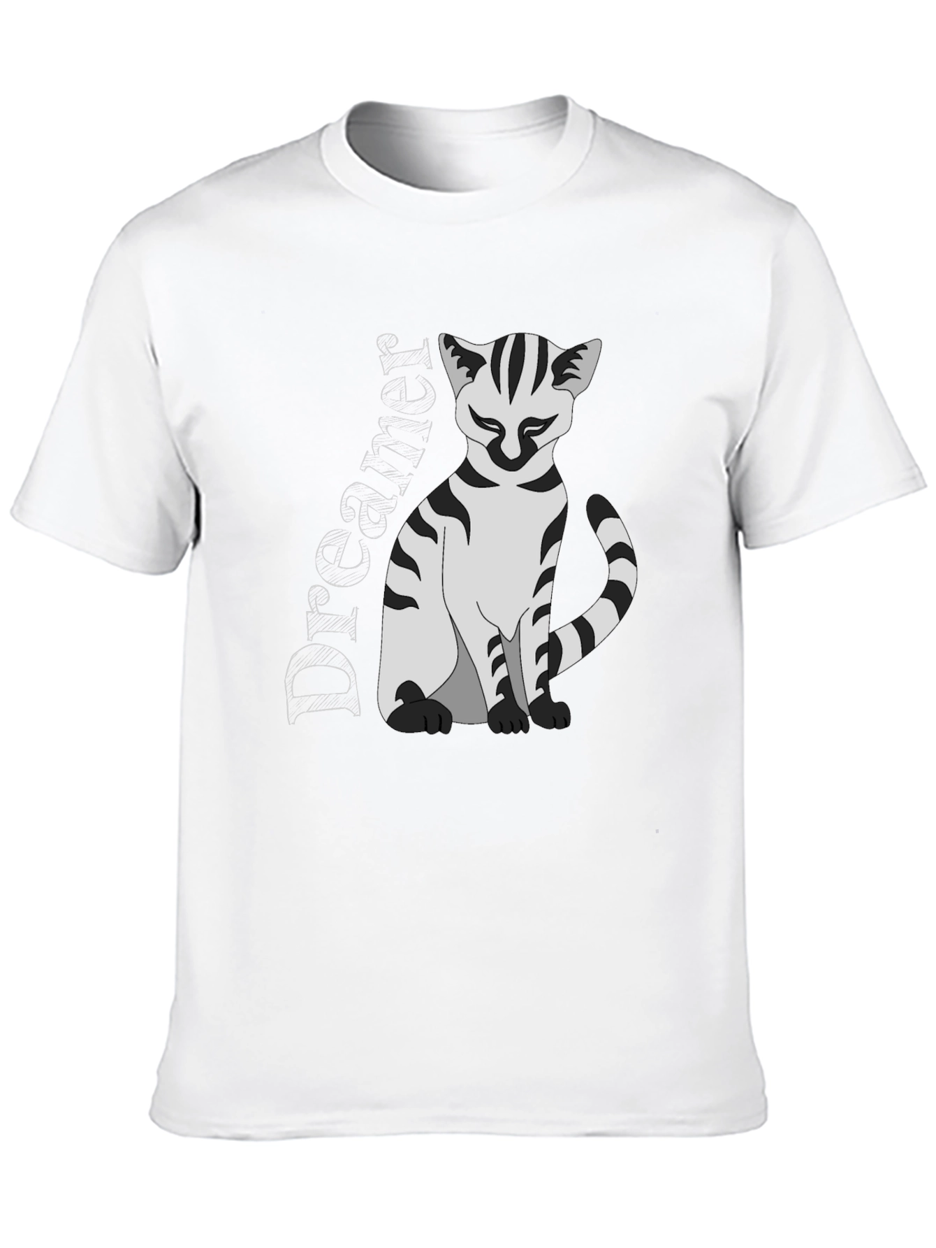 Dreamer Cat Graphic T-Shirt - Black