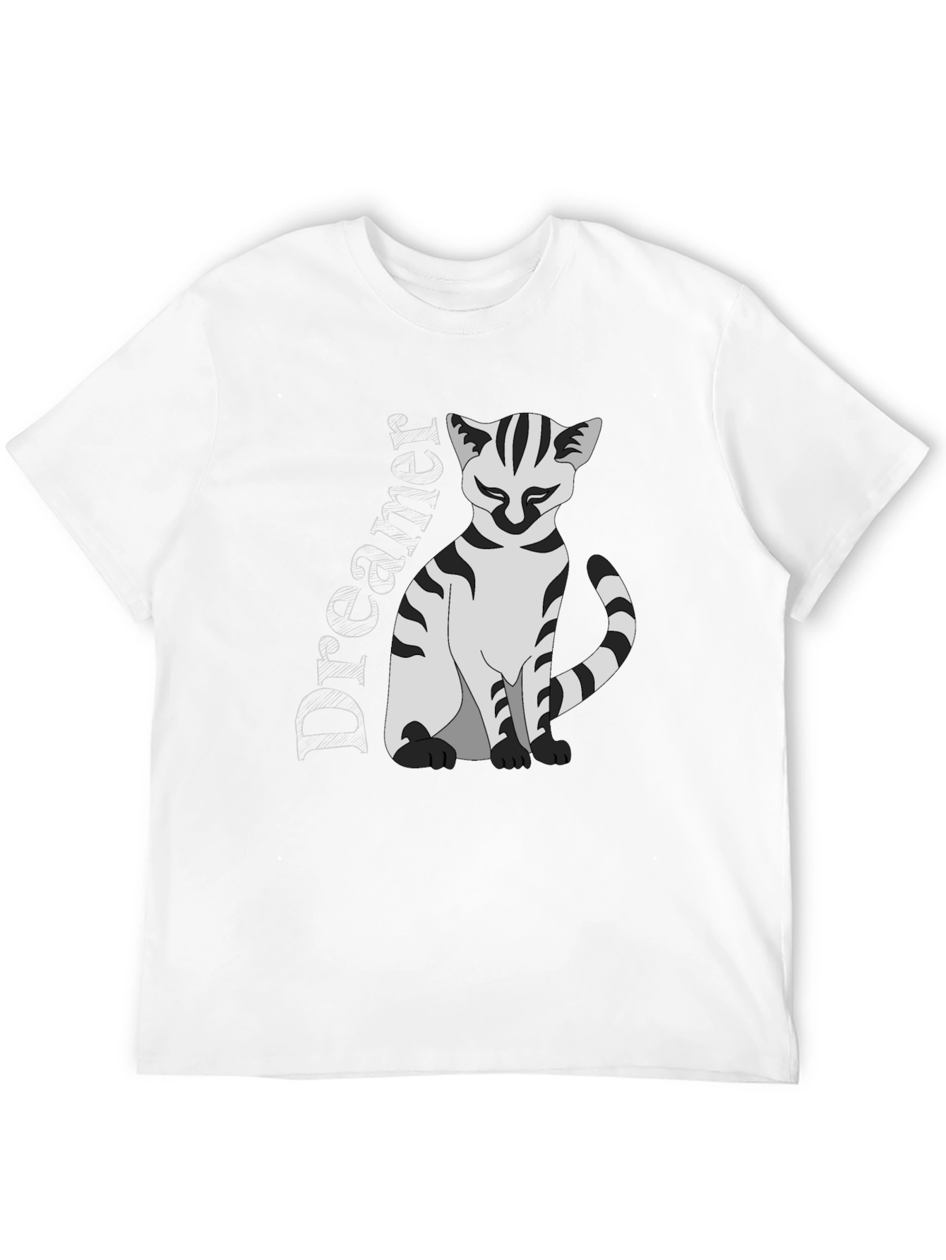 Dreamer Cat Graphic T-Shirt - Black