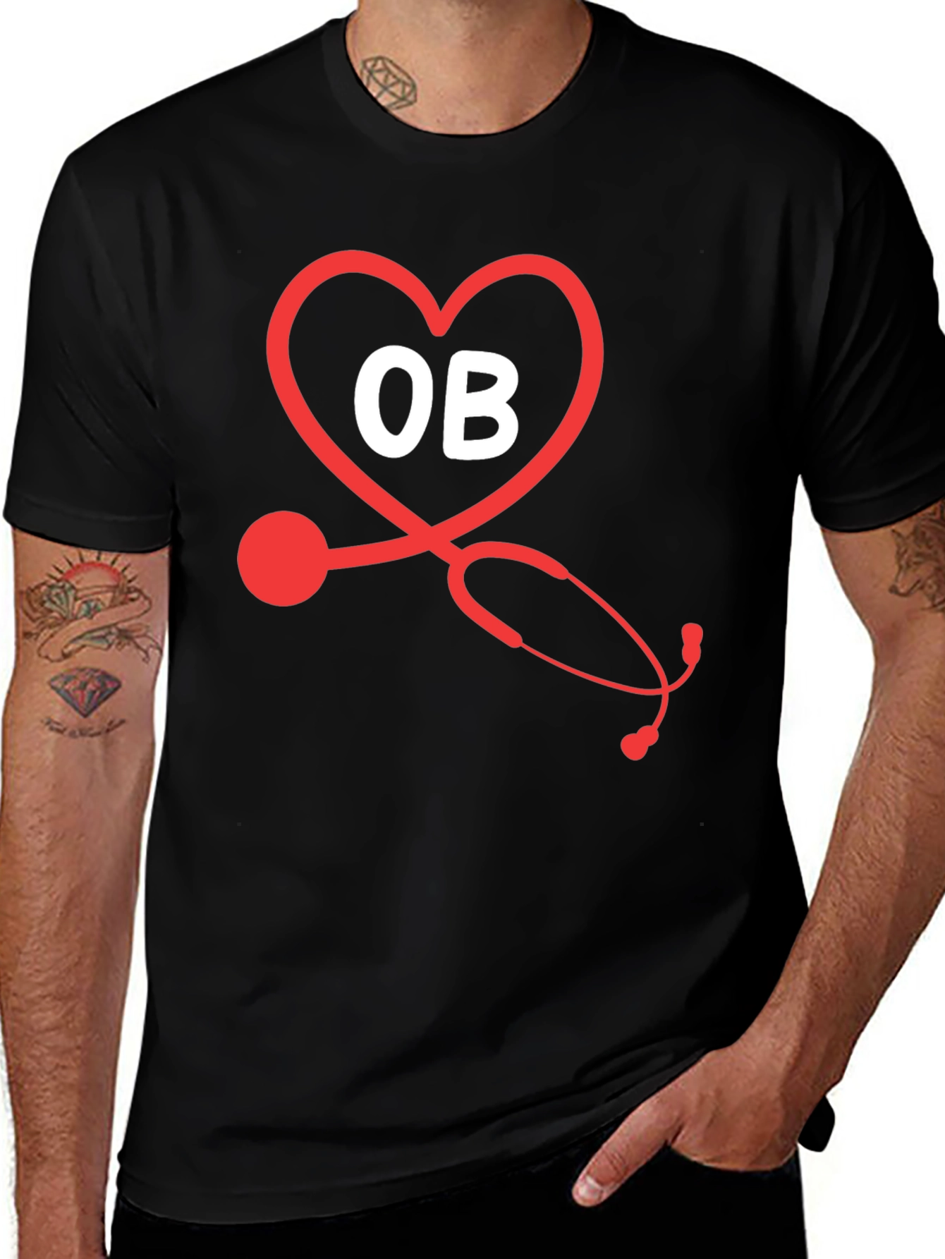 OB Stethoscope Heart T-Shirt - Medical Apparel