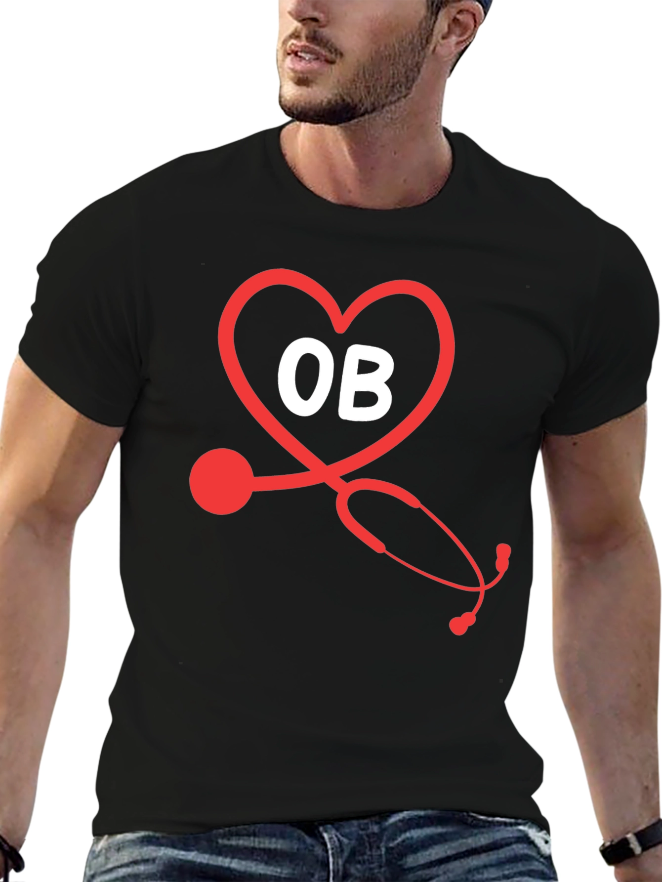 OB Stethoscope Heart T-Shirt - Medical Apparel
