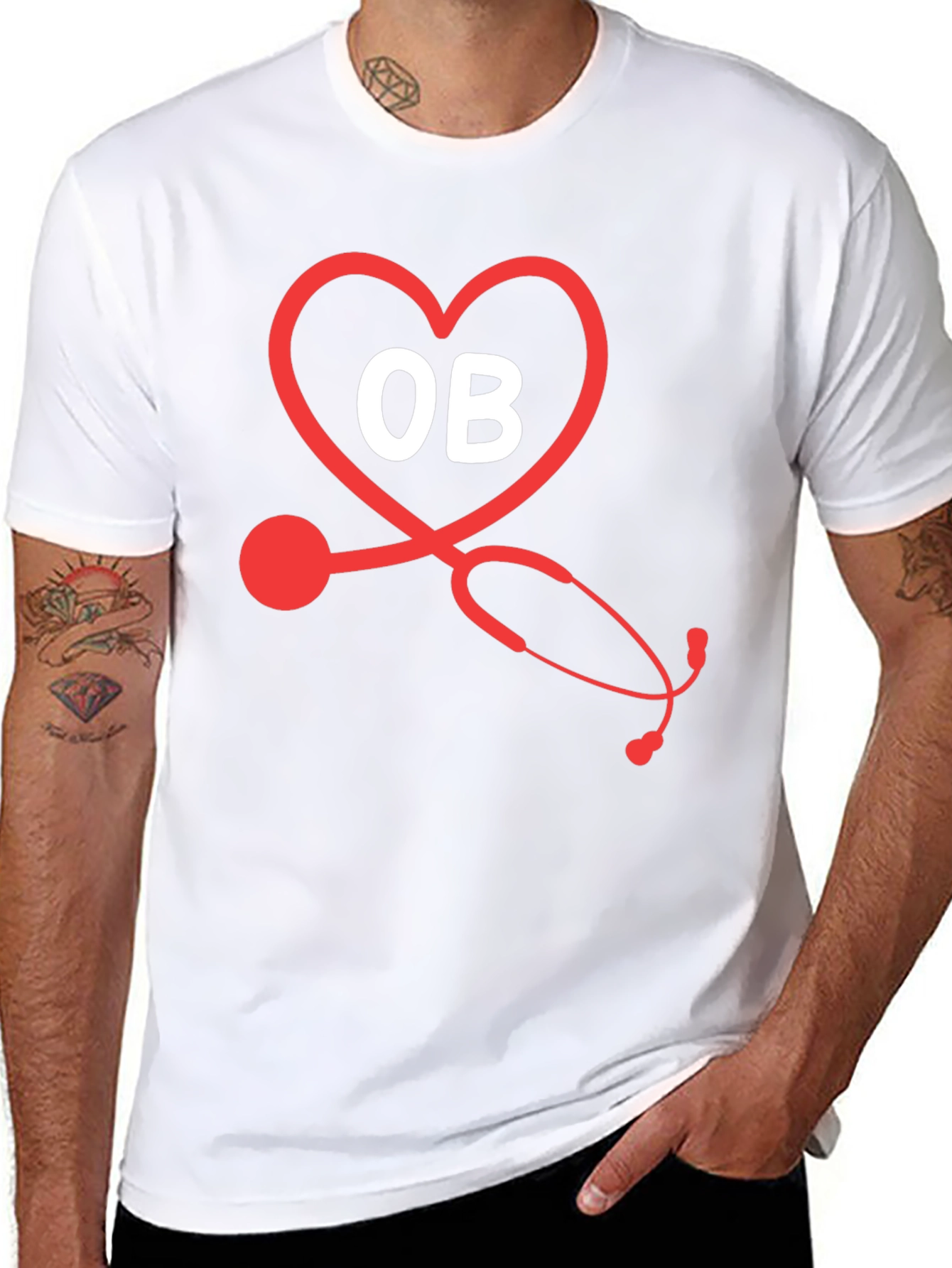 OB Stethoscope Heart T-Shirt - Medical Apparel