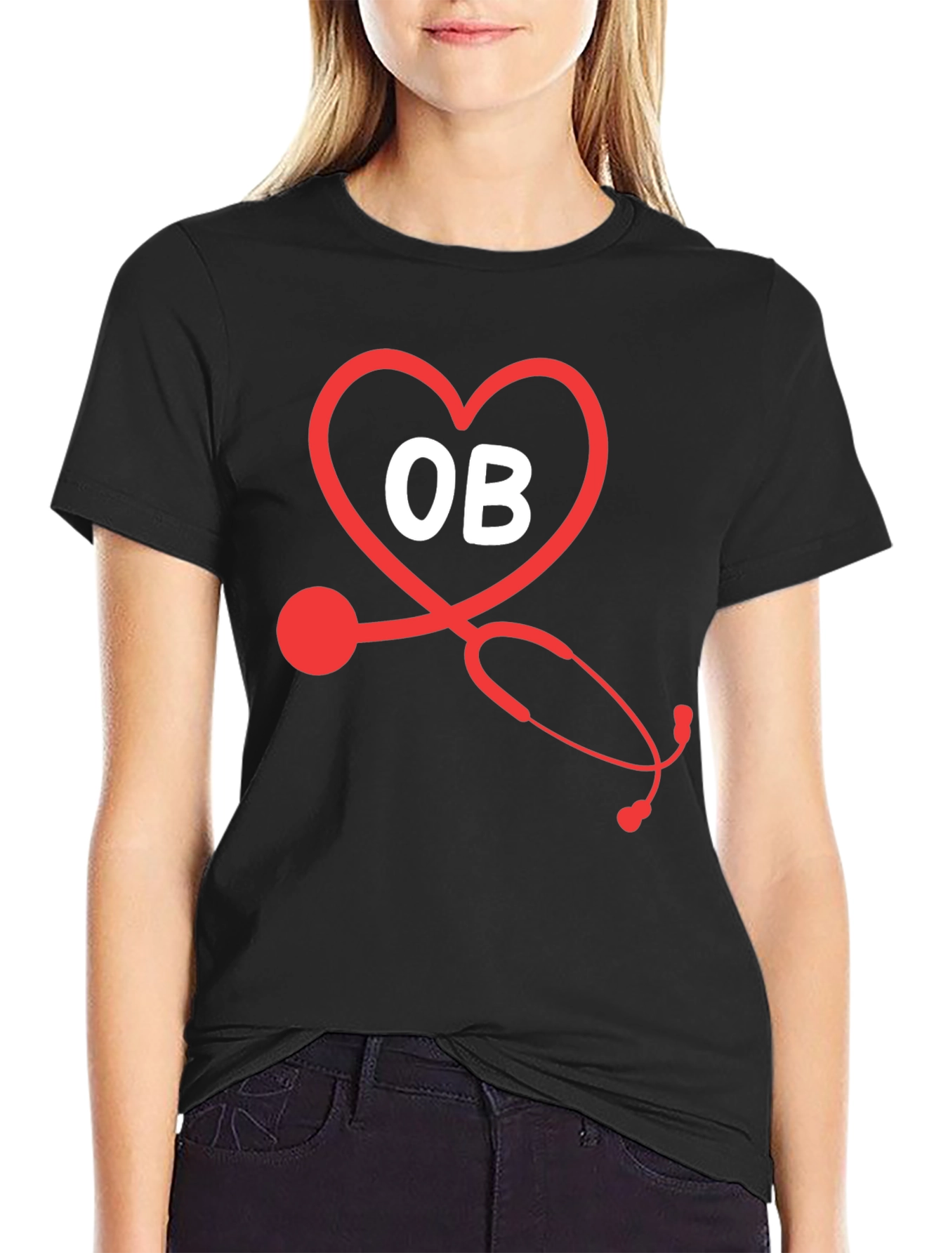 OB Stethoscope Heart T-Shirt - Medical Apparel