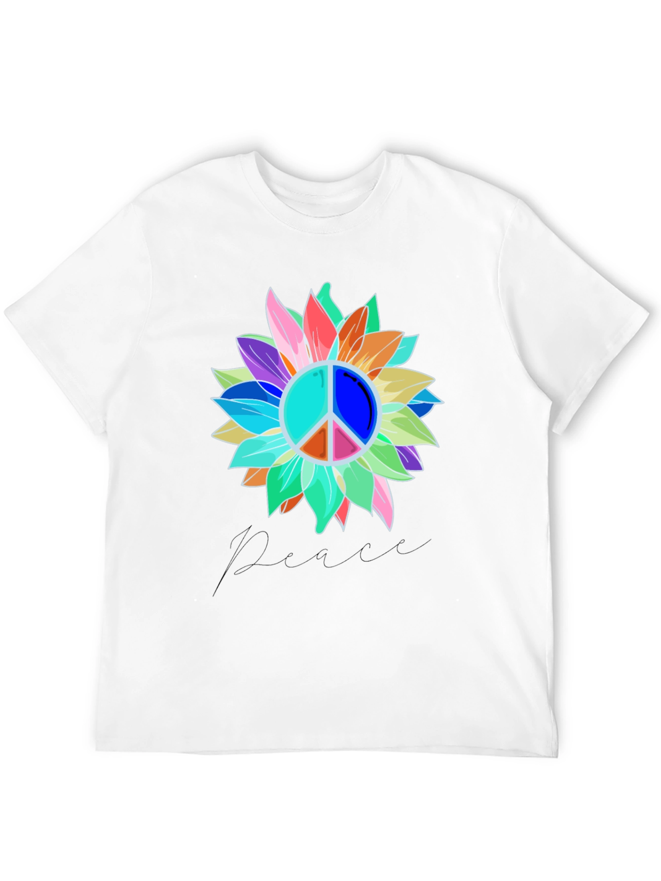 Peace Sign Sunflower Graphic Tee - Black