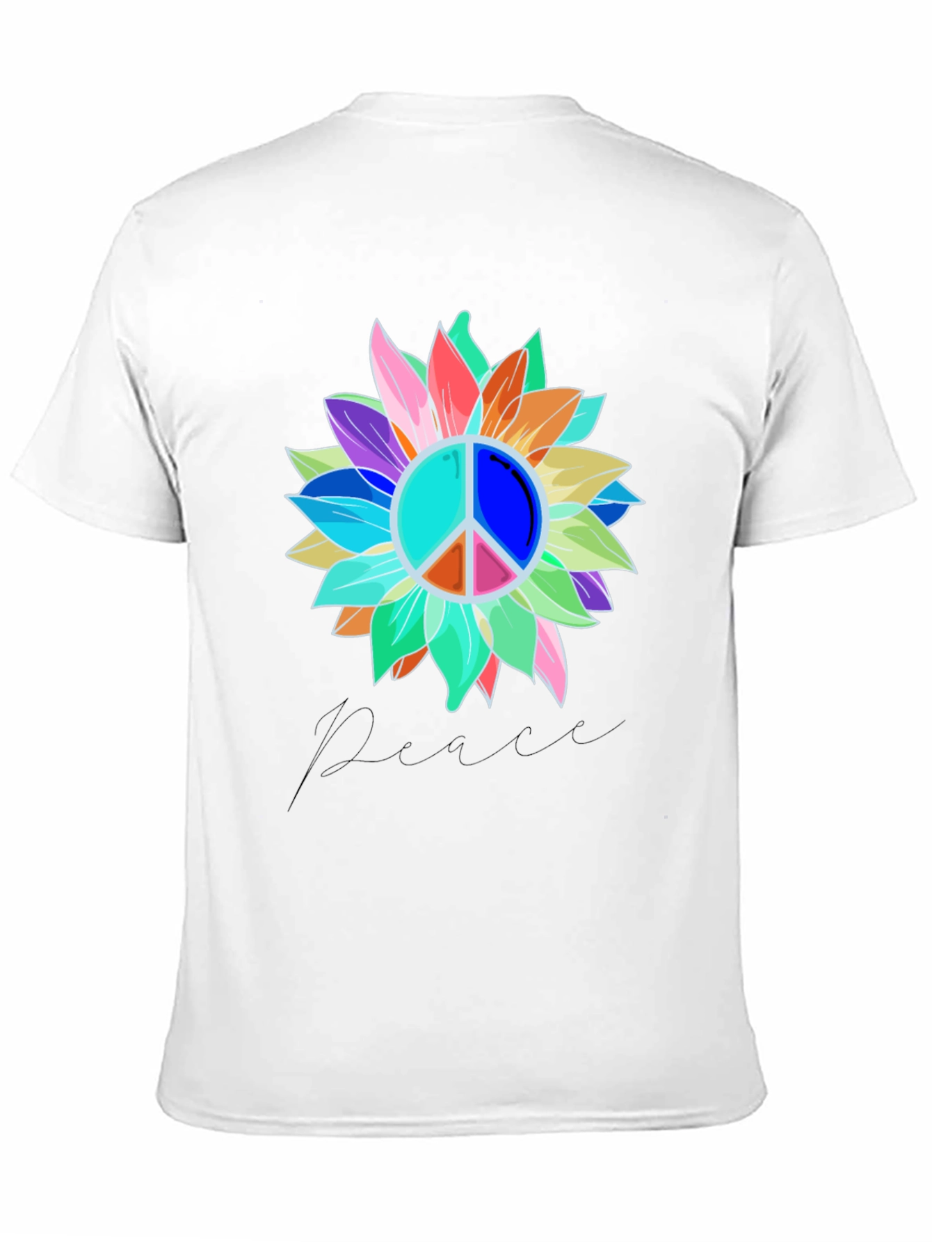 Peace Sign Sunflower Graphic Tee - Black