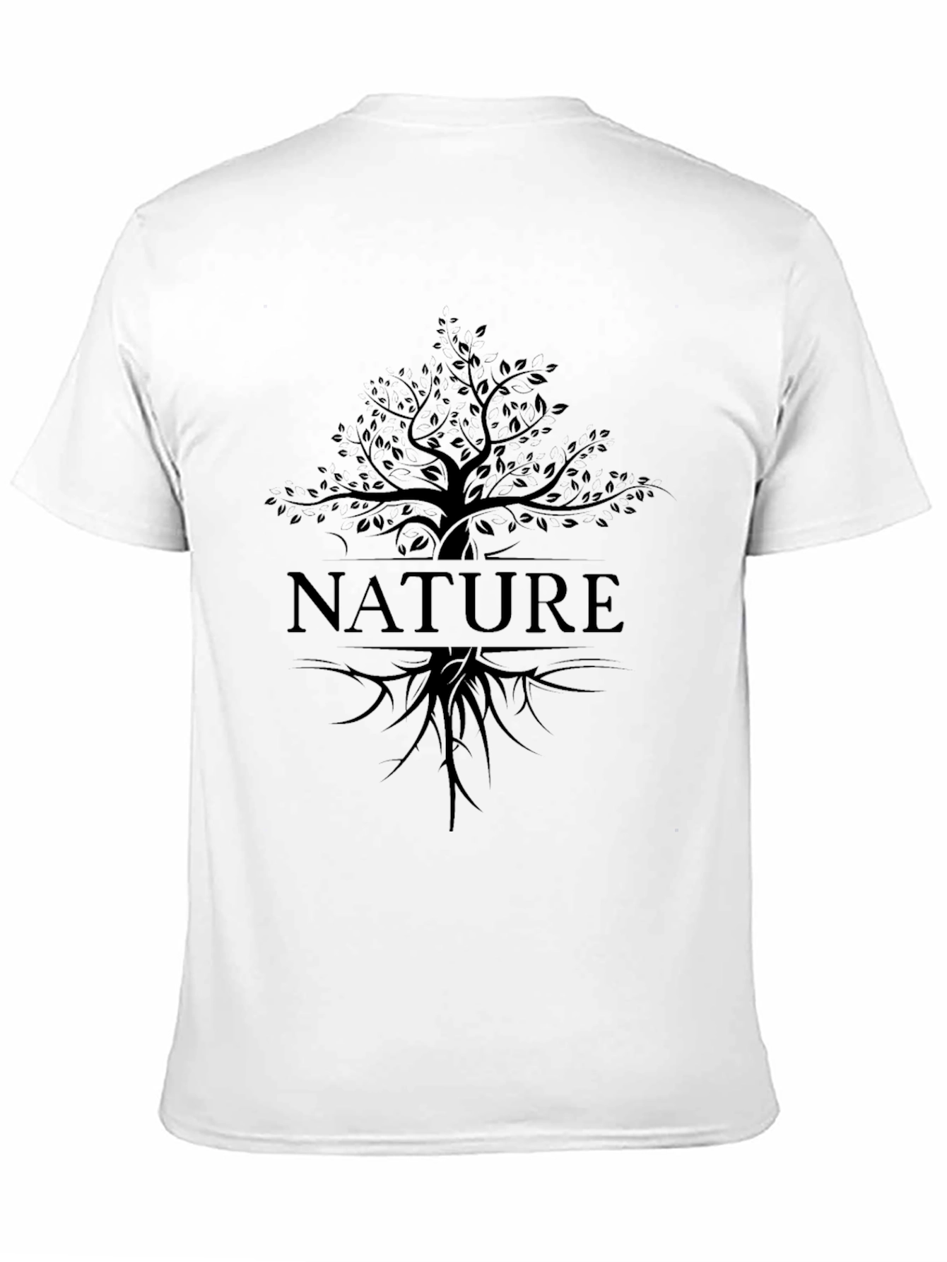 Nature Tree Graphic Tee - Black Cotton Casual T-Shirt