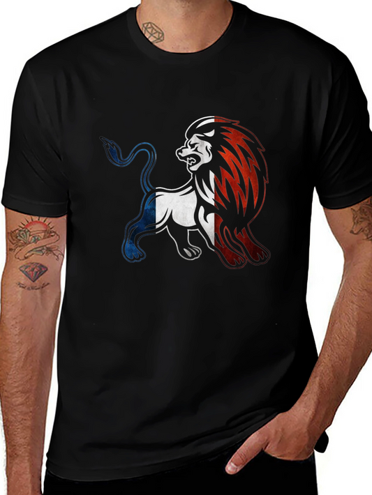 French Flag Lion Graphic Tee - Black